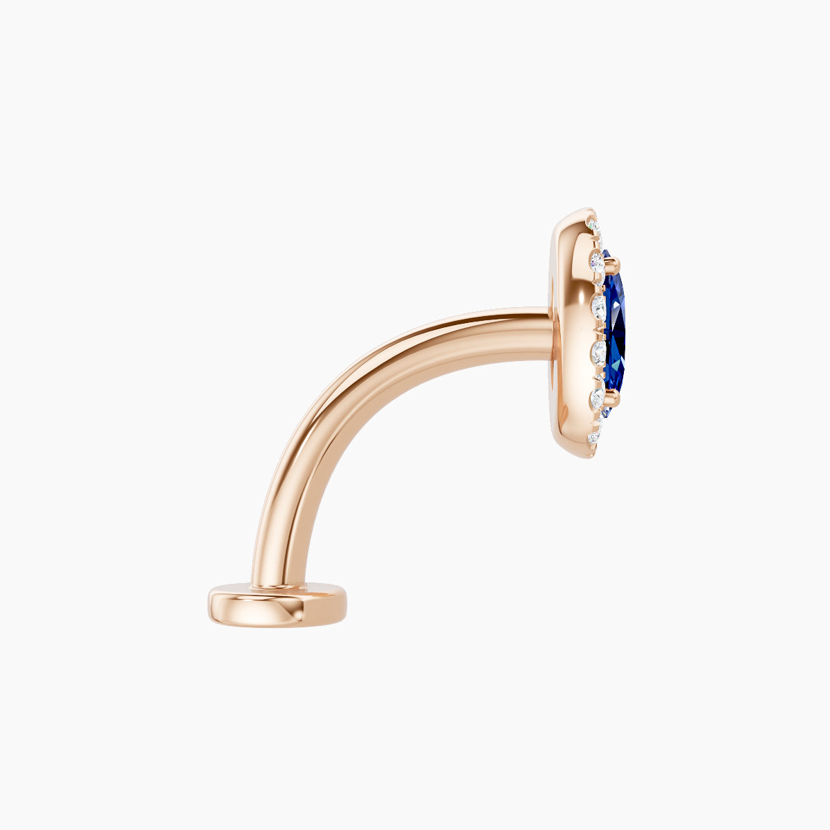 Eirene | 18k Rose Gold 10 mm 7.5 mm Halo Oval Sapphire & Diamond Floating Navel Piercing