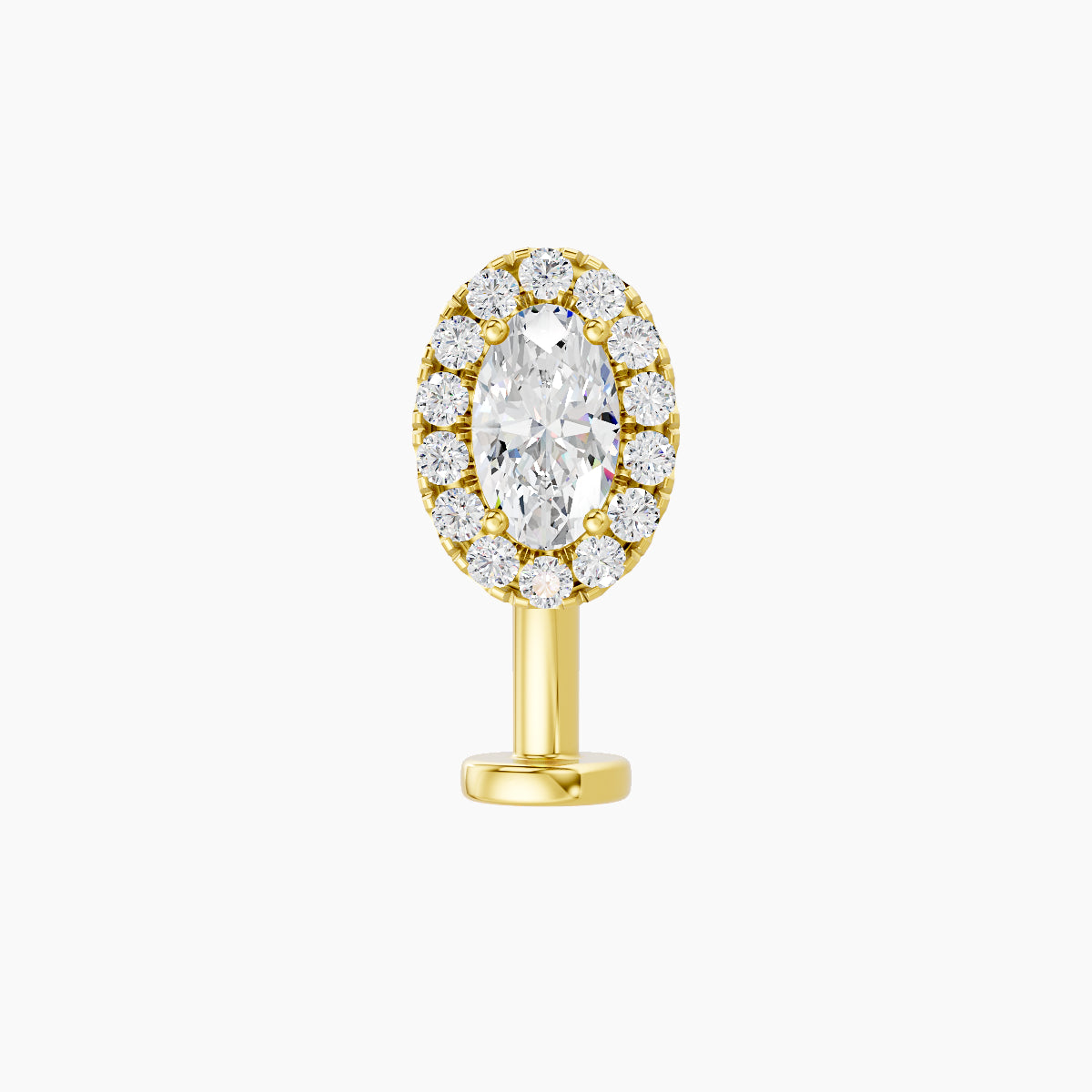 Eirene | 18k Yellow Gold 7.5 mm 10 mm Halo Oval Diamond Floating Navel Piercing