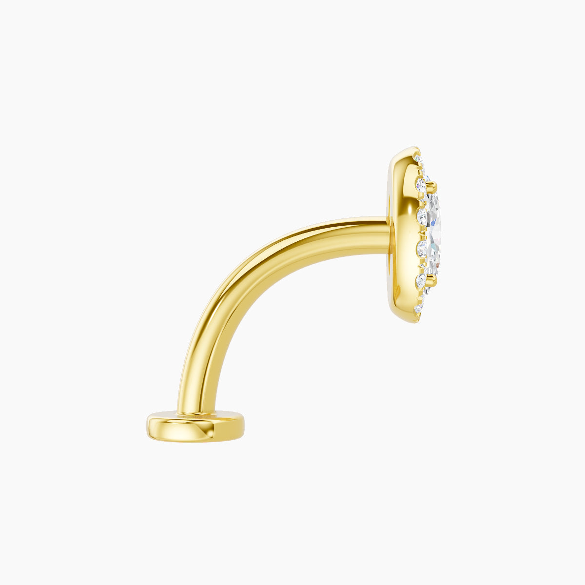 Eirene | 18k Yellow Gold 7.5 mm 10 mm Halo Oval Diamond Floating Navel Piercing