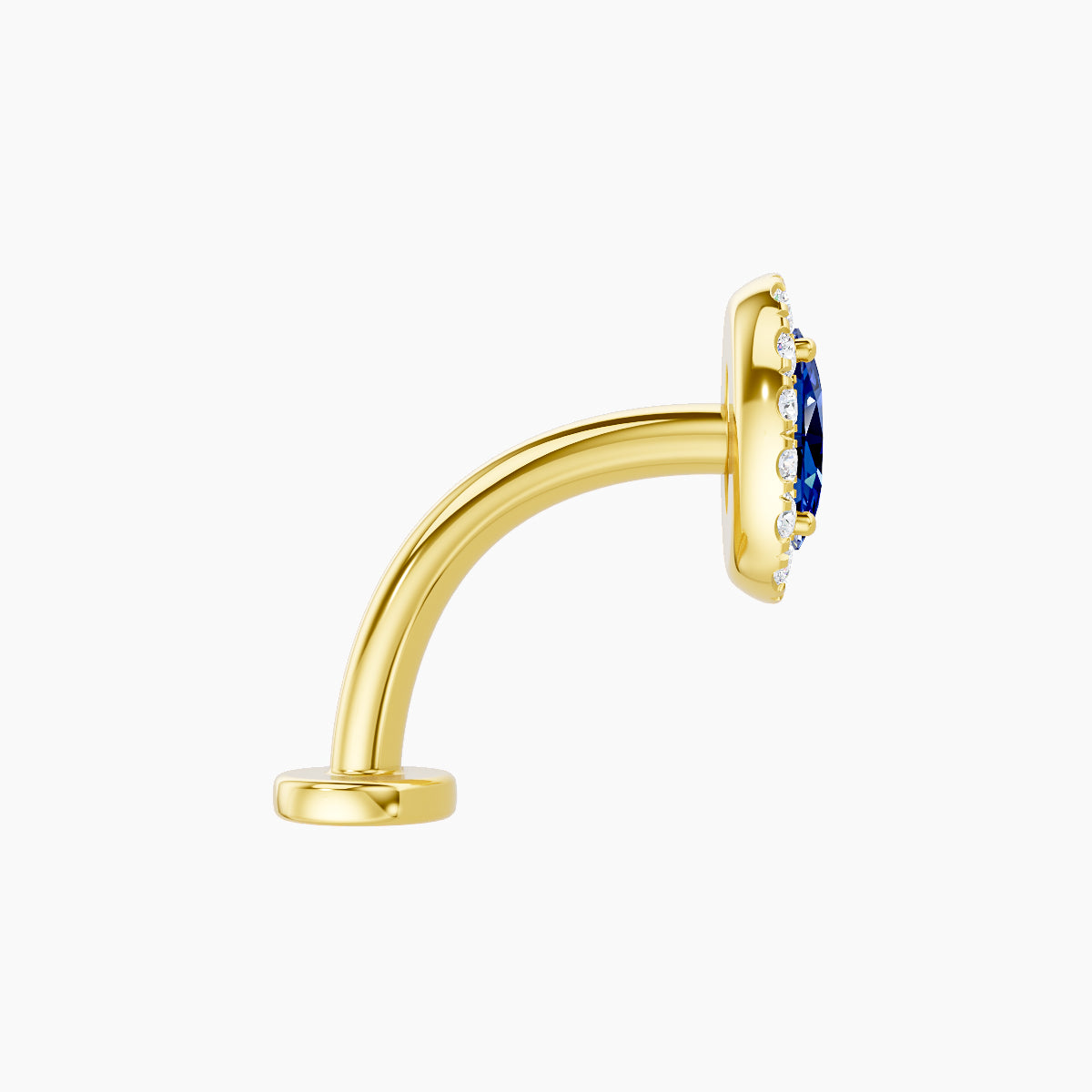 Eirene | 18k Yellow Gold 10 mm 7.5 mm Halo Oval Sapphire & Diamond Floating Navel Piercing