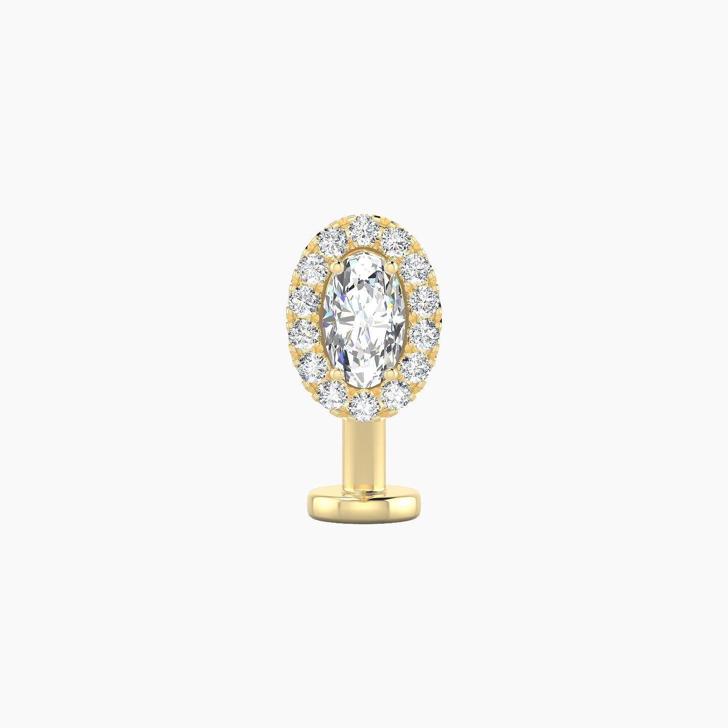 Eirene | 18k Yellow Gold 8 mm 10 mm Halo Oval Diamond Floating Navel Piercing