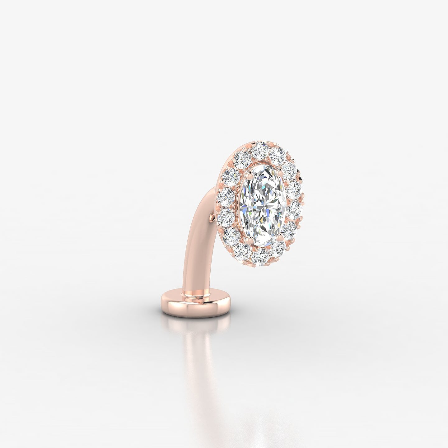 Eirene | 18k Rose Gold 8 mm 10 mm Halo Oval Diamond Floating Navel Piercing