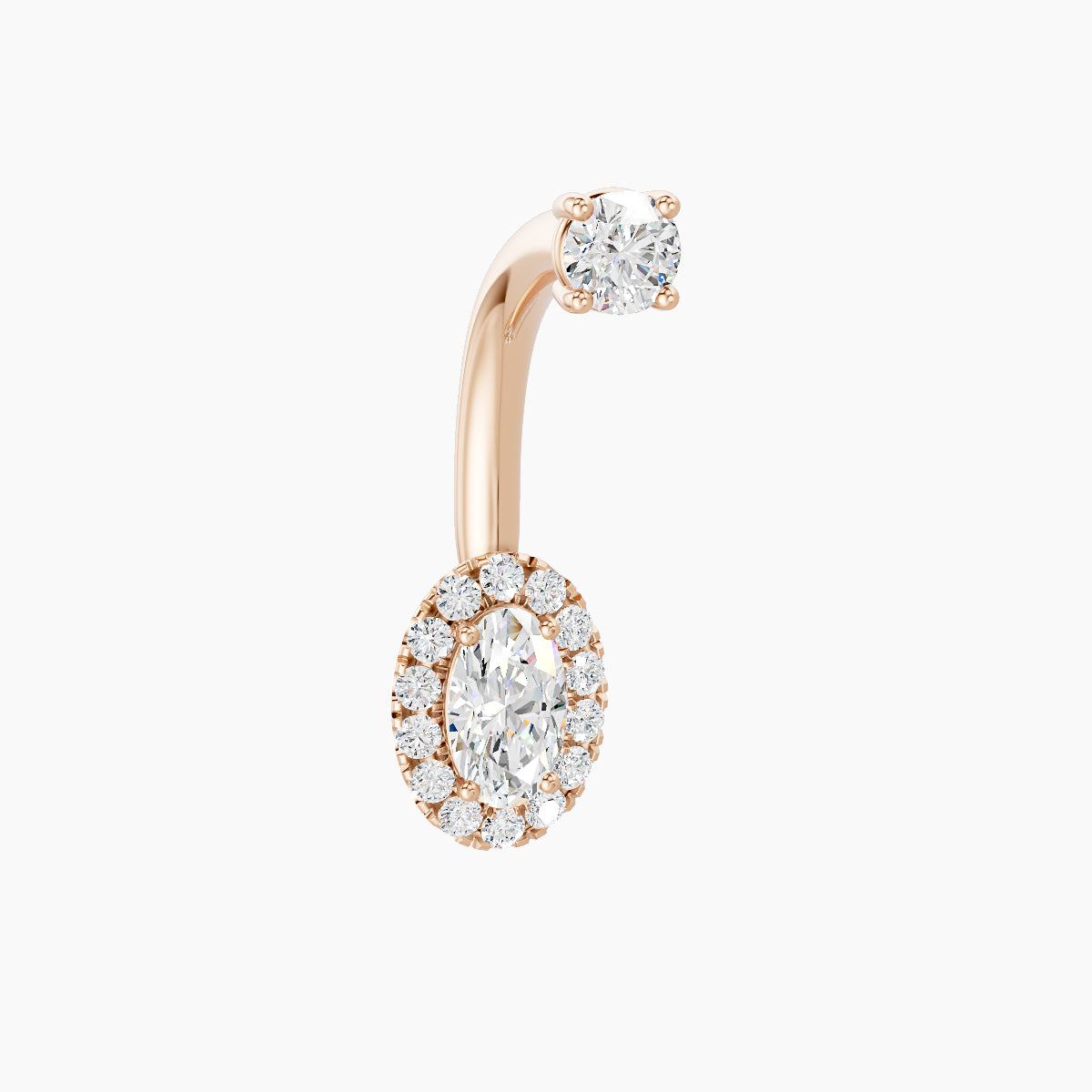 Eirene | 18k Rose Gold 7.5 mm 10 mm Halo Oval Diamond Navel Piercing