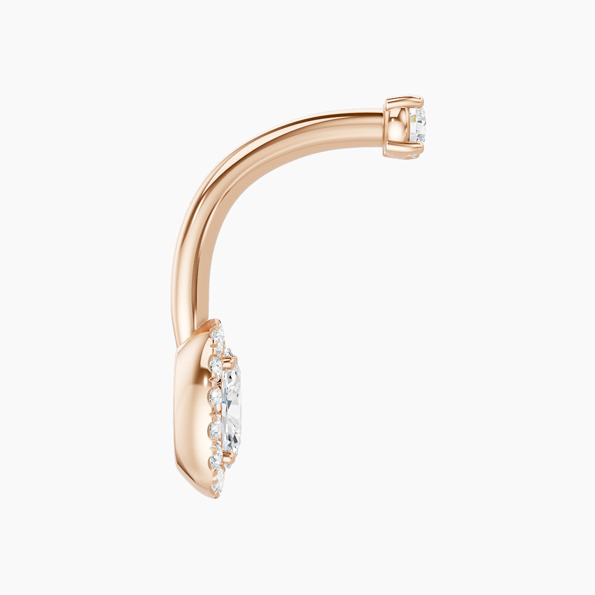 Eirene | 18k Rose Gold 7.5 mm 10 mm Halo Oval Diamond Navel Piercing