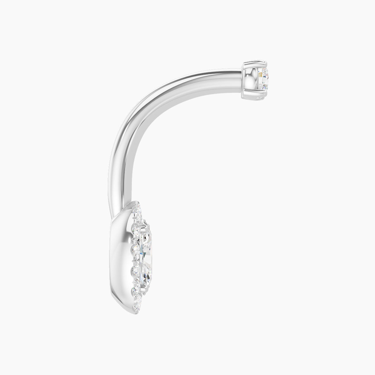 Eirene | 18k White Gold 7.5 mm 10 mm Halo Oval Diamond Navel Piercing