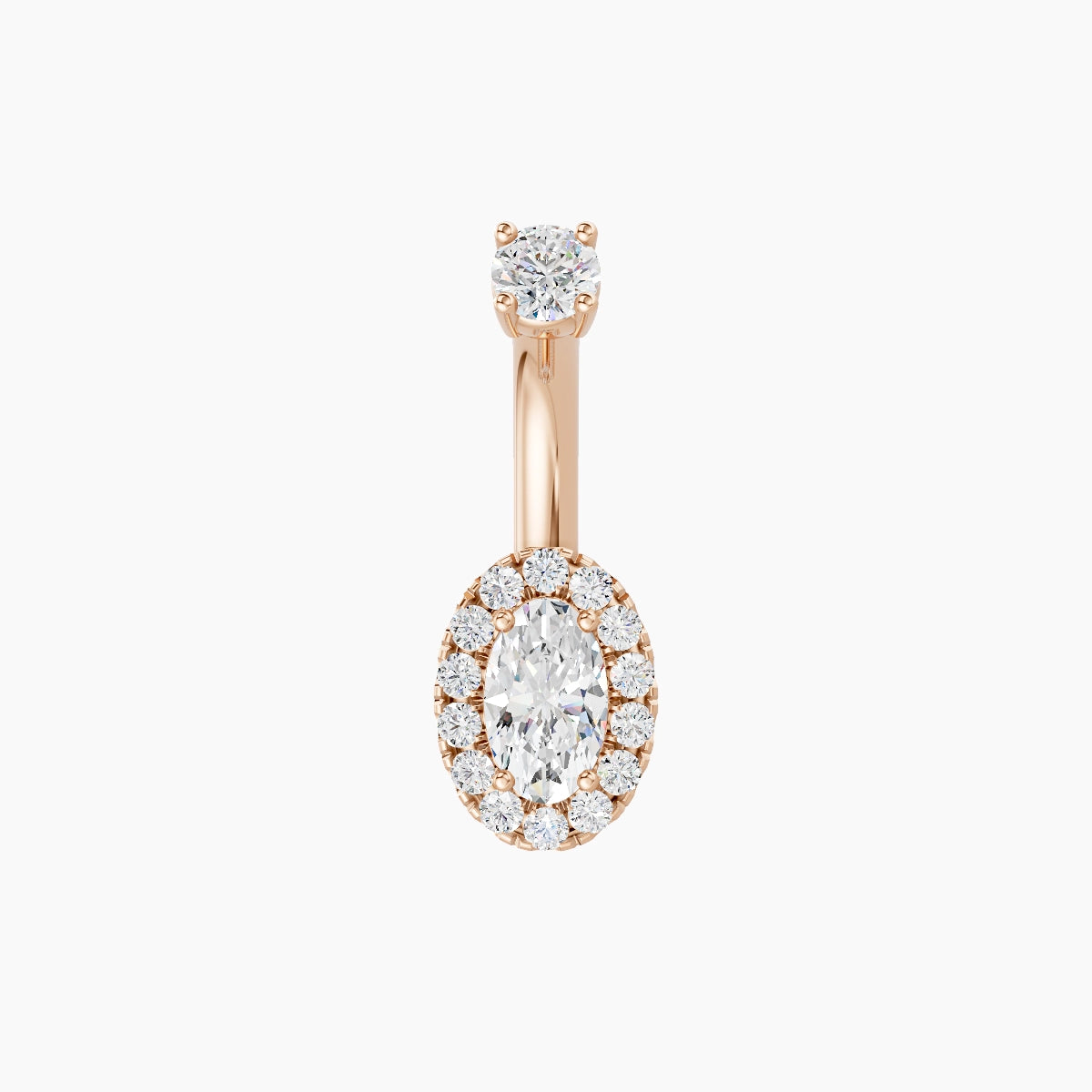 Eirene | 18k Rose Gold 7.5 mm 6 mm Halo Oval Diamond Belly Piercing