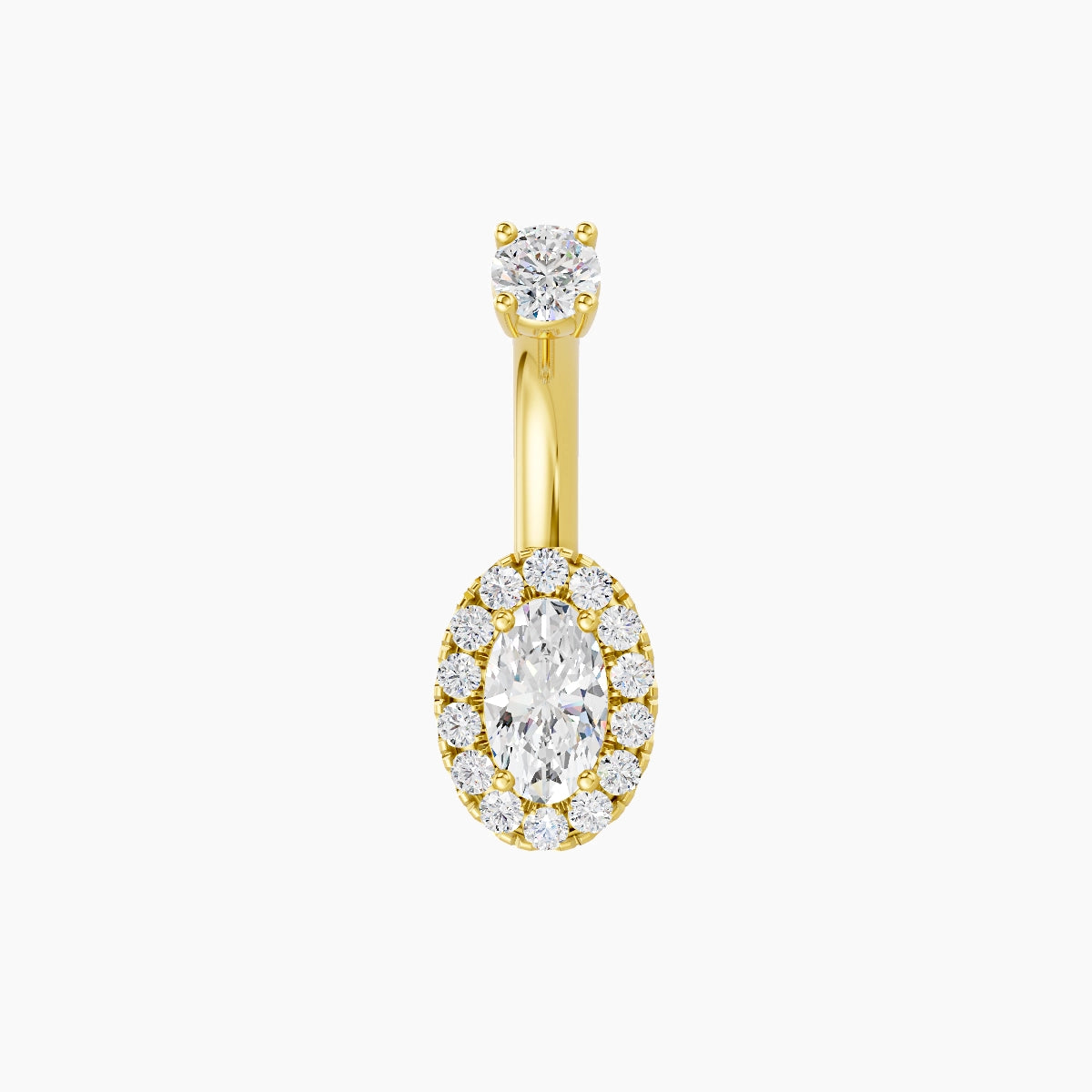 Eirene | 18k Yellow Gold 7.5 mm 6 mm Halo Oval Diamond Belly Piercing
