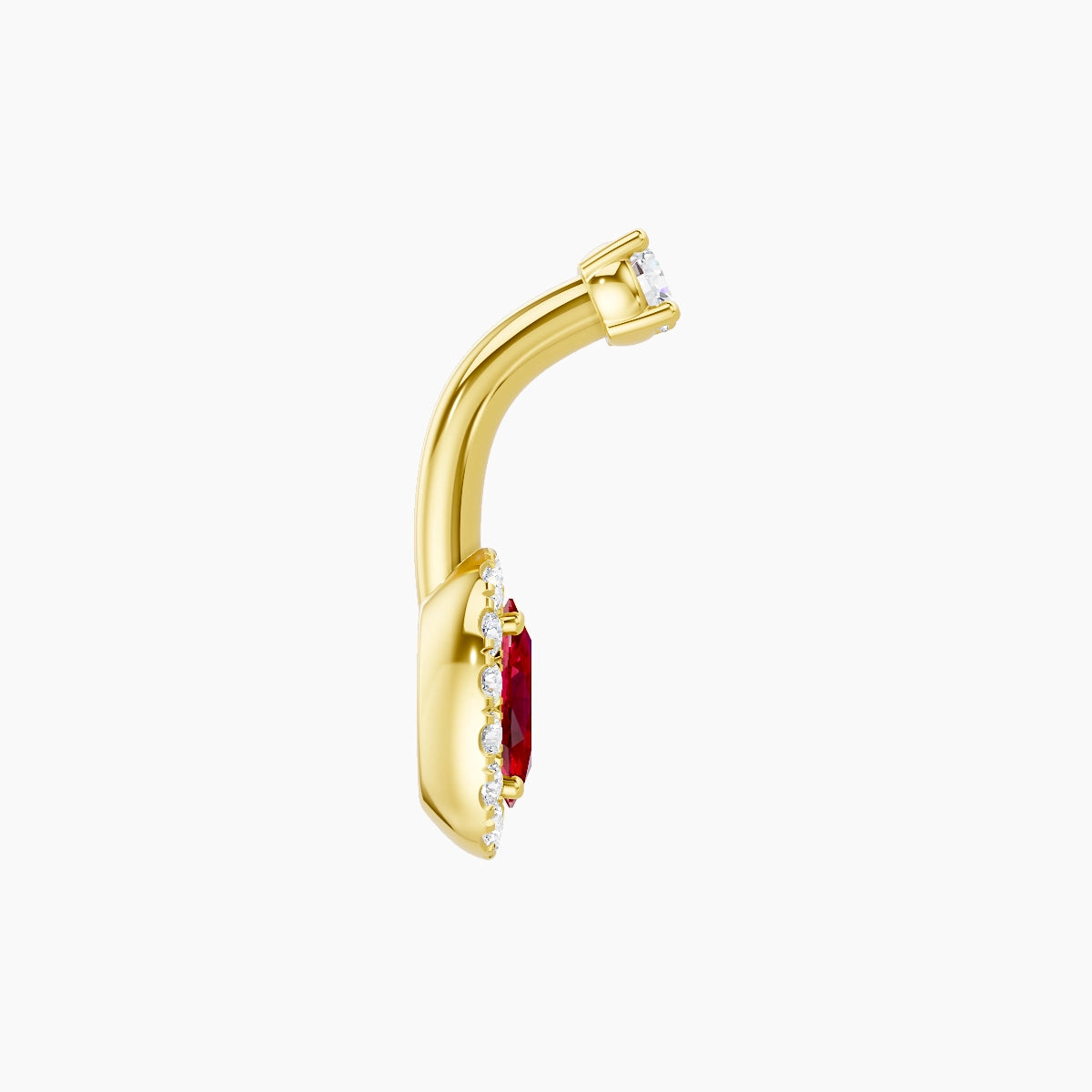 Eirene | 18k Yellow Gold 7.5 mm 6 mm Halo Oval Ruby & Diamond Belly Piercing
