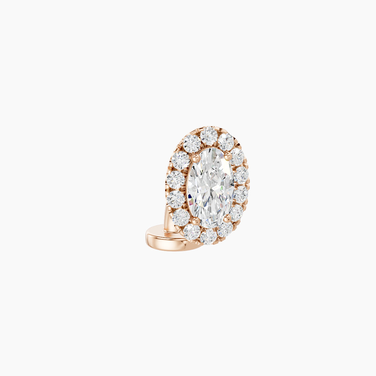 Eirene | 18k Rose Gold 7.5 mm 6 mm Halo Oval Diamond Floating Navel Piercing