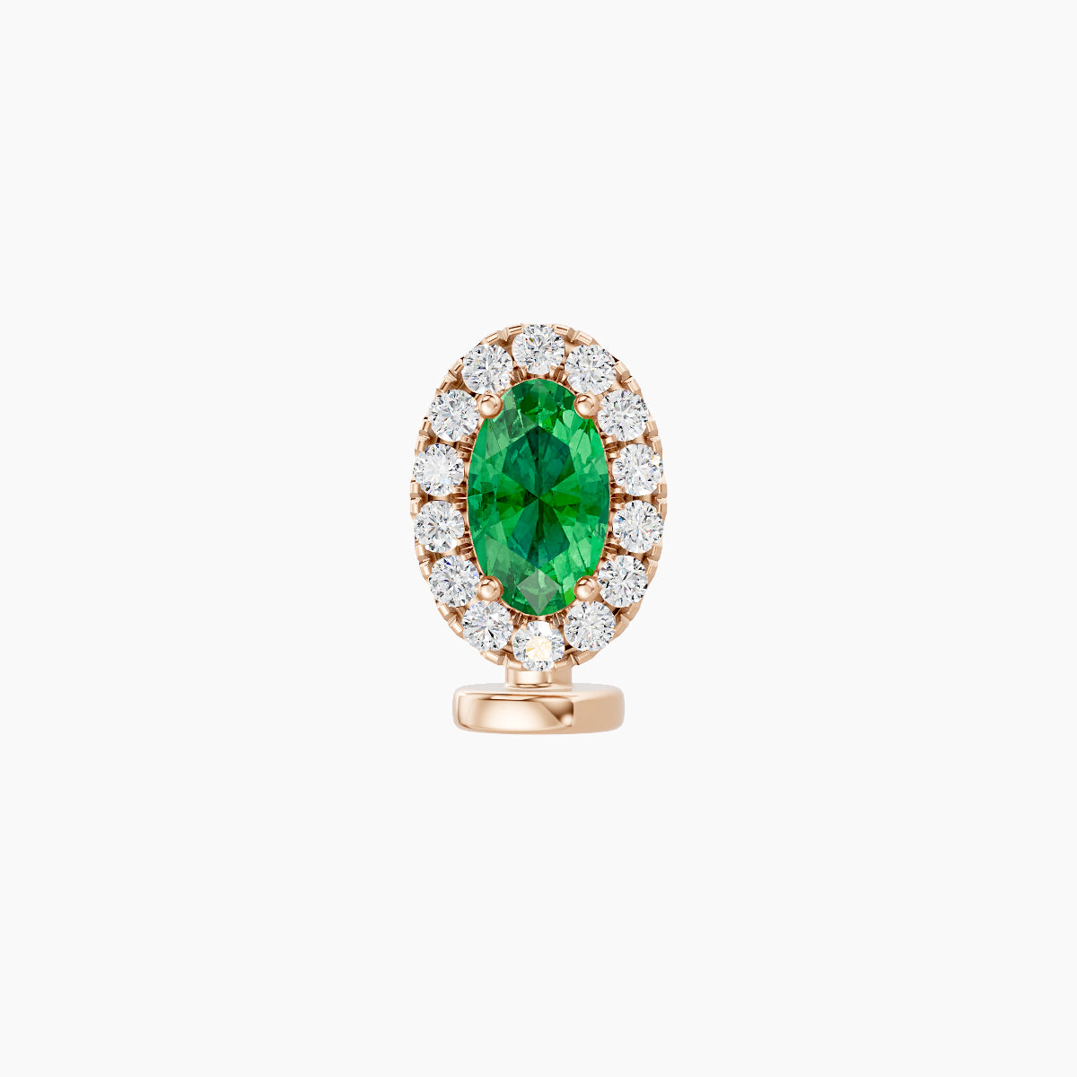 Eirene | 18k Rose Gold 6 mm 7.5 mm Halo Oval Emerald & Diamond Floating Navel Piercing