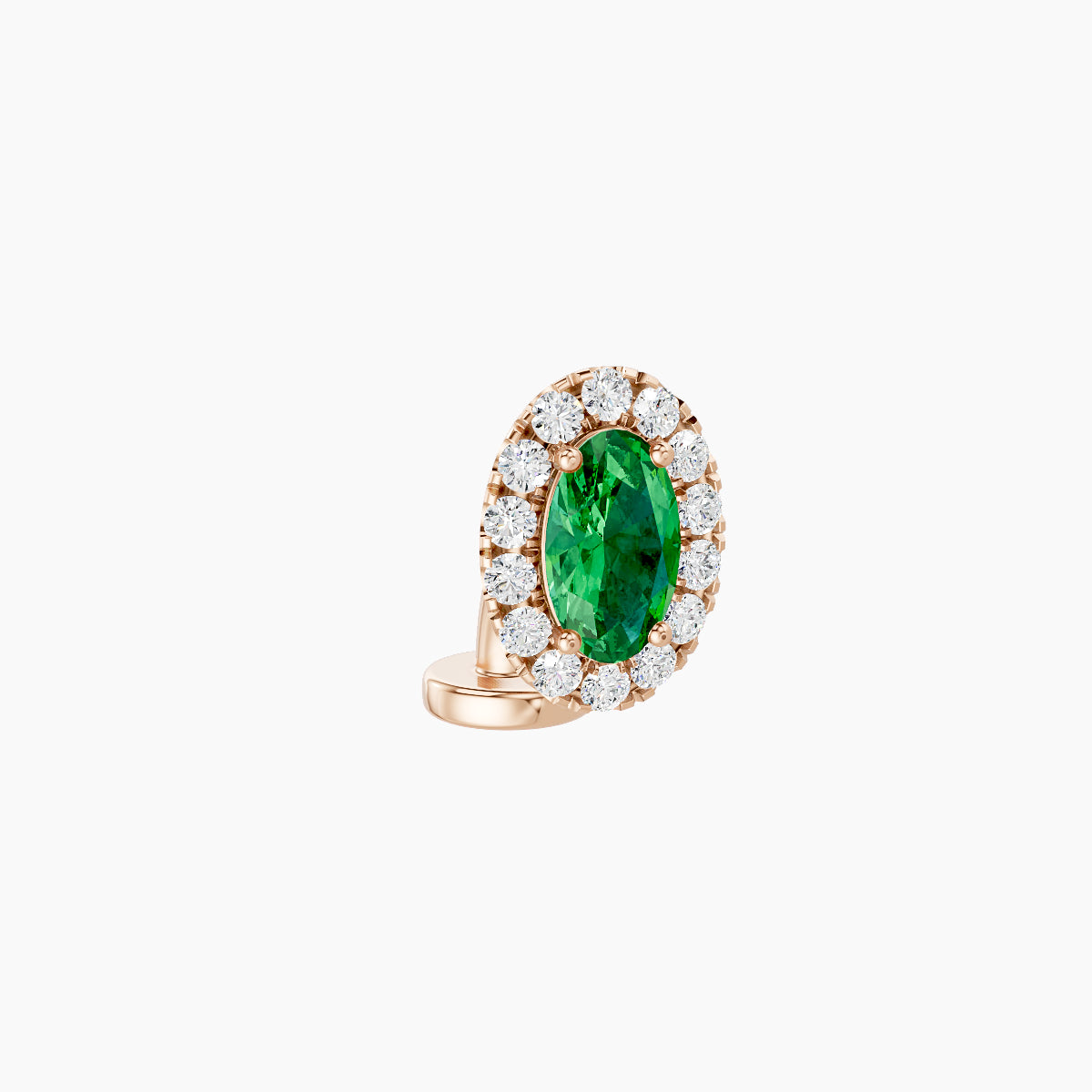 Eirene | 18k Rose Gold 6 mm 7.5 mm Halo Oval Emerald & Diamond Floating Navel Piercing