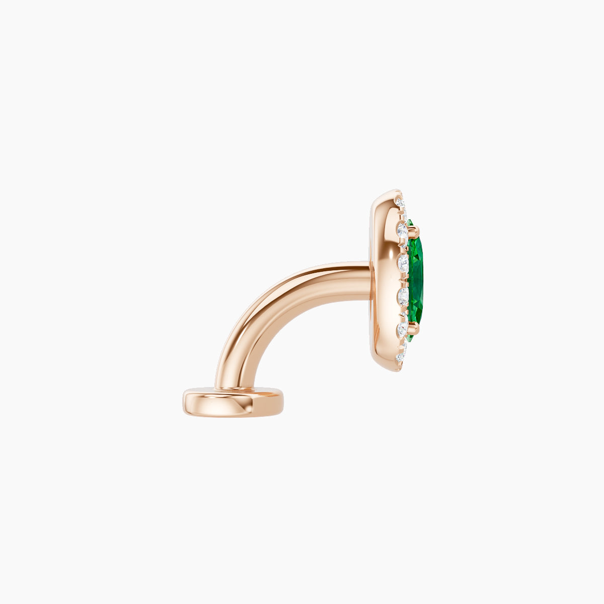 Eirene | 18k Rose Gold 6 mm 7.5 mm Halo Oval Emerald & Diamond Floating Navel Piercing