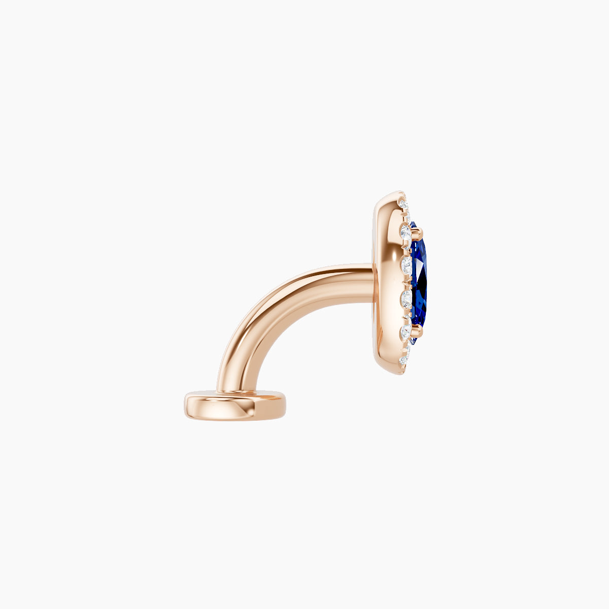 Eirene | 18k Rose Gold 6 mm 7.5 mm Halo Oval Sapphire & Diamond Floating Navel Piercing