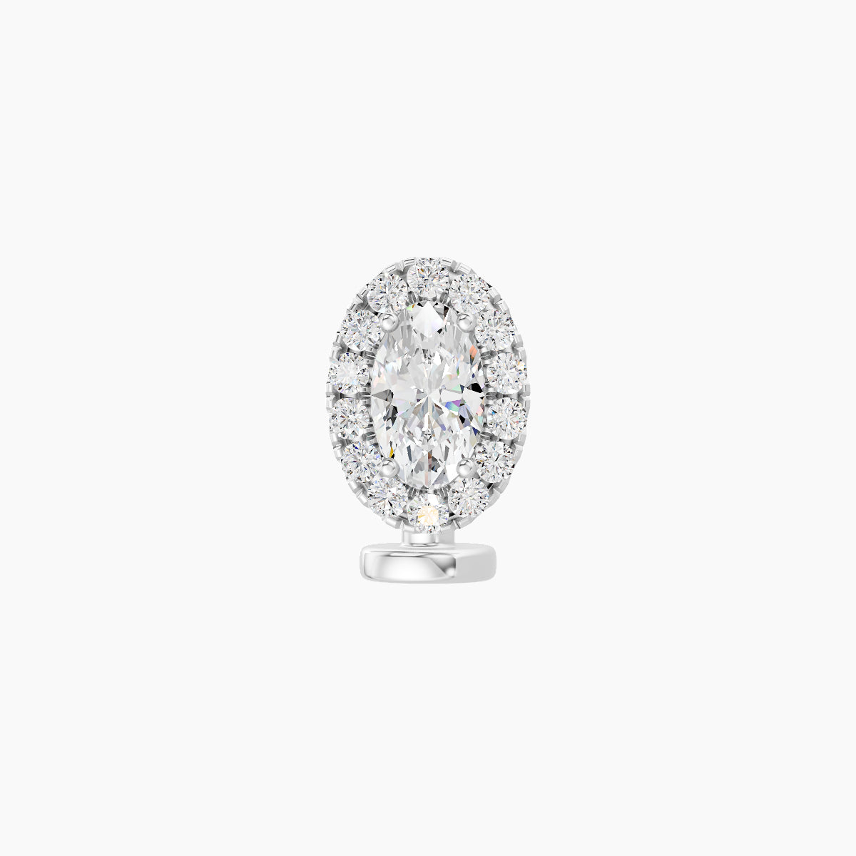 Eirene | 18k White Gold 7.5 mm 6 mm Halo Oval Diamond Floating Navel Piercing