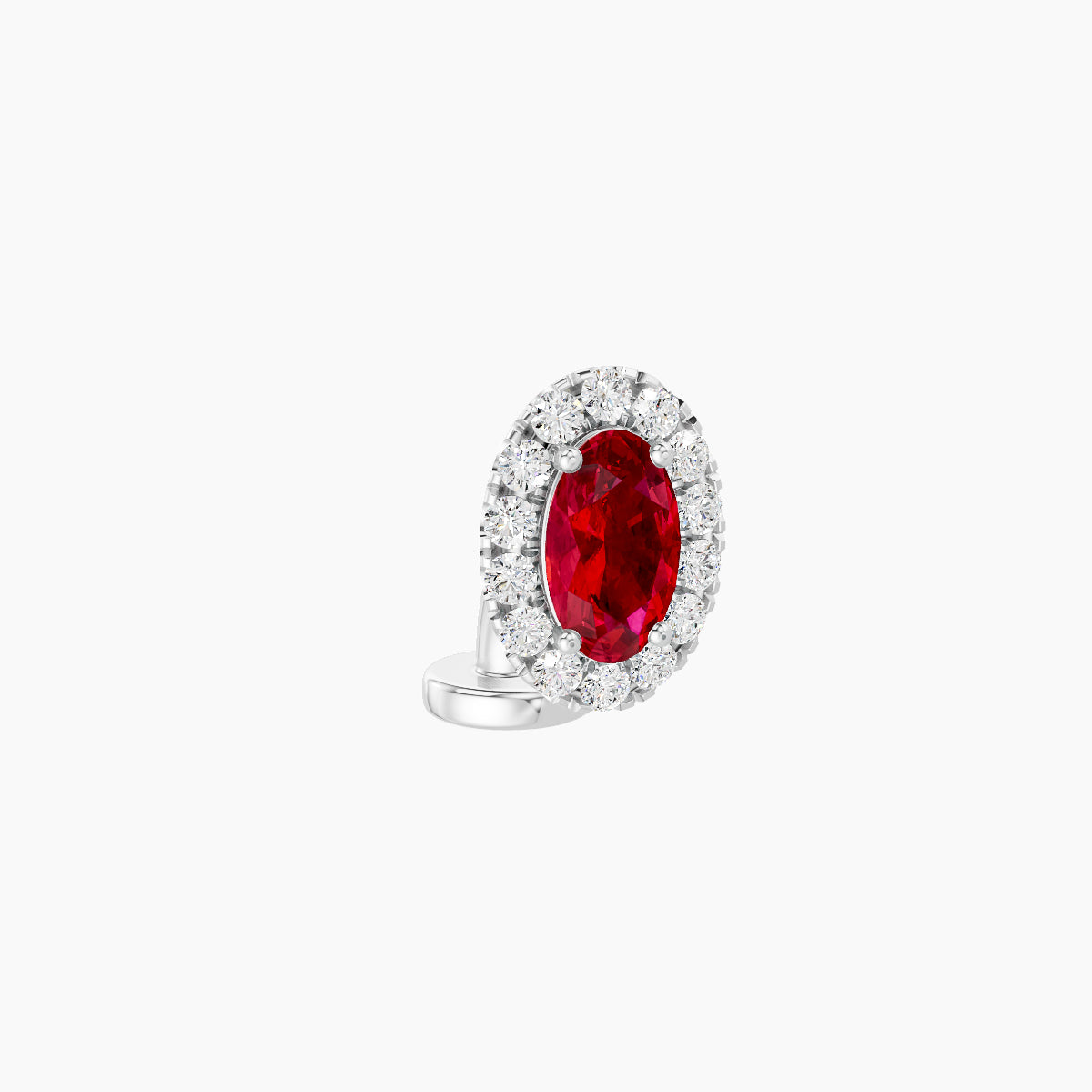 Eirene | 18k White Gold 6 mm 7.5 mm Halo Oval Ruby & Diamond Floating Navel Piercing