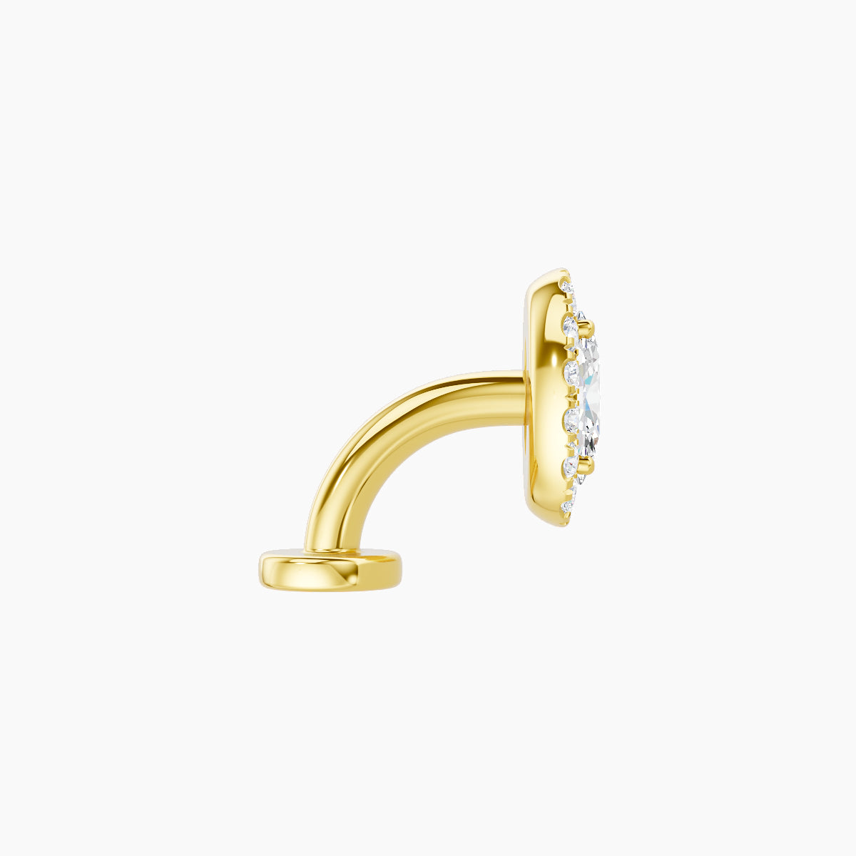 Eirene | 18k Yellow Gold 7.5 mm 6 mm Halo Oval Diamond Floating Navel Piercing