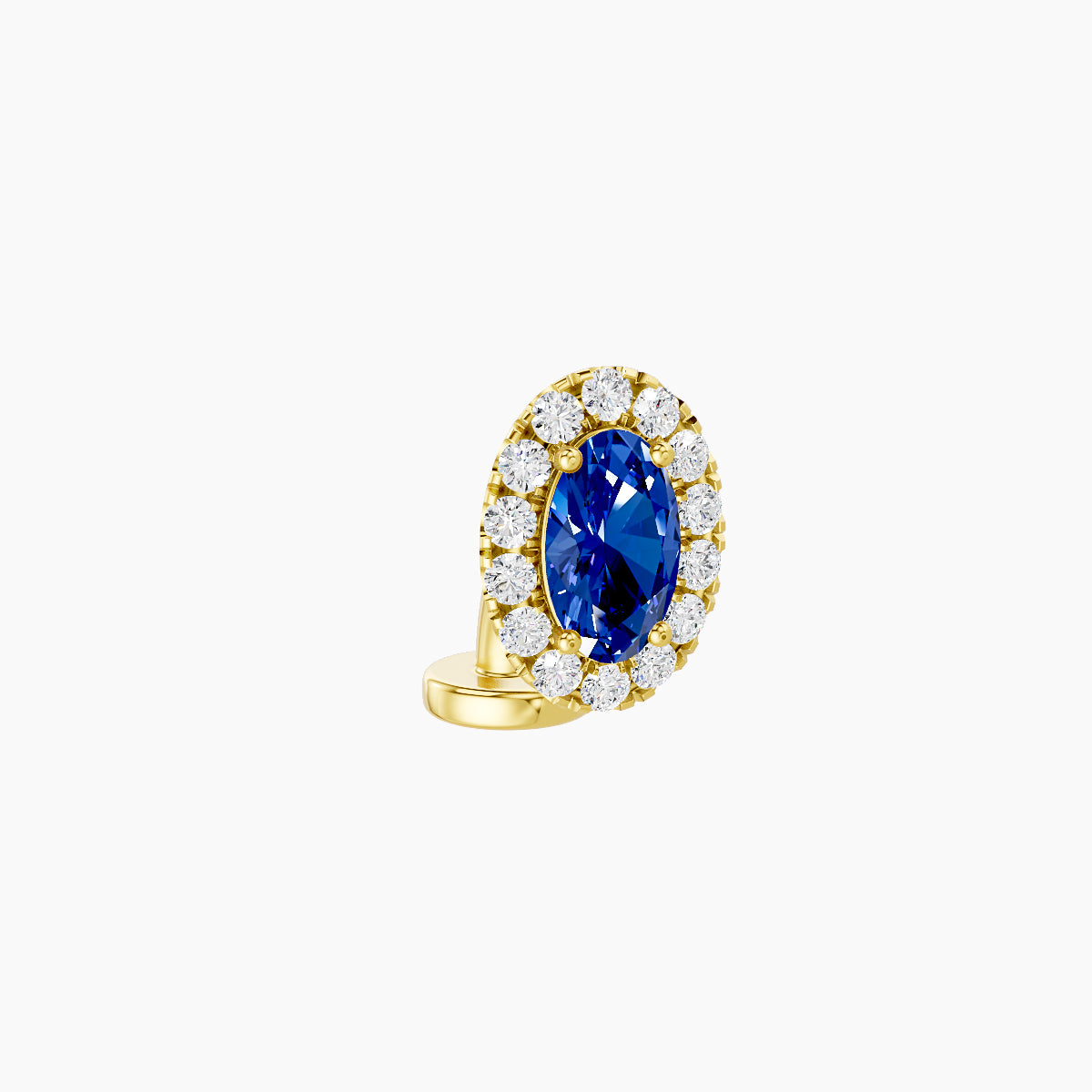 Eirene | 18k Yellow Gold 6 mm 7.5 mm Halo Oval Sapphire & Diamond Floating Navel Piercing
