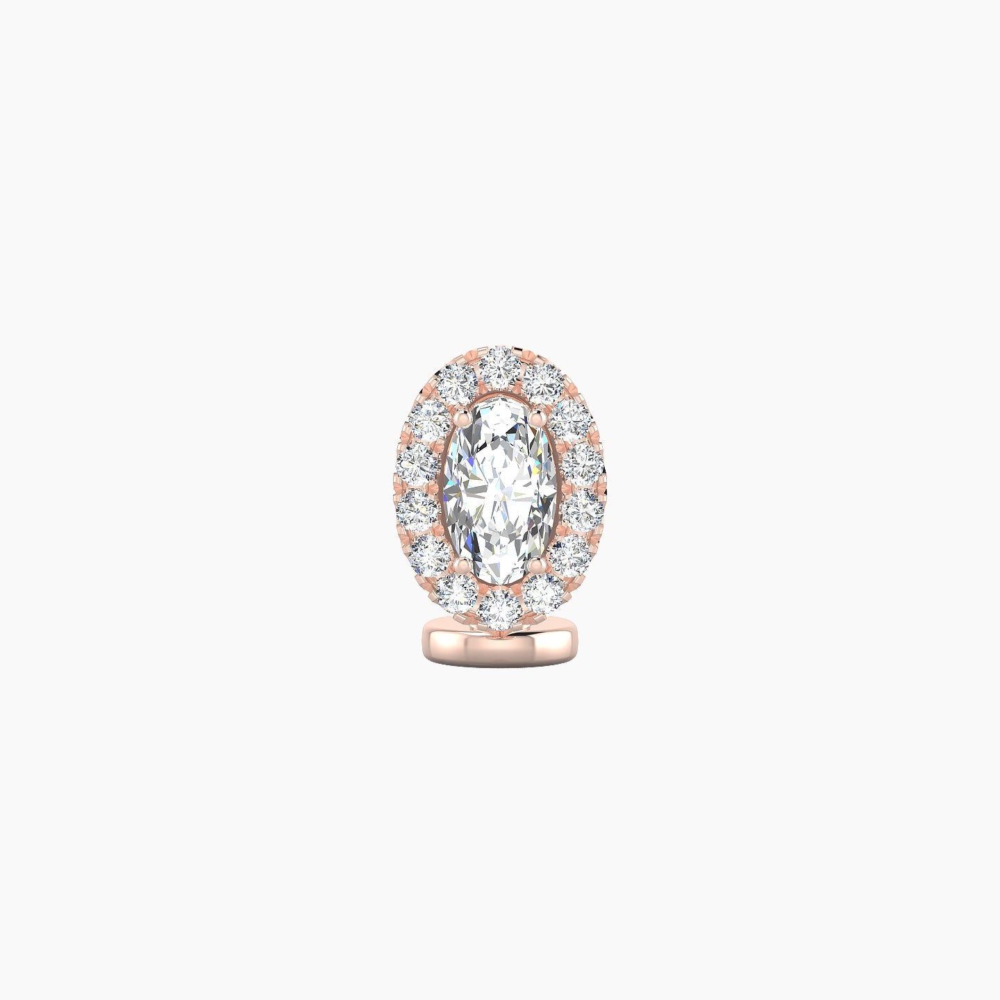 Eirene | 18k Rose Gold 8 mm 6 mm Halo Oval Diamond Floating Navel Piercing