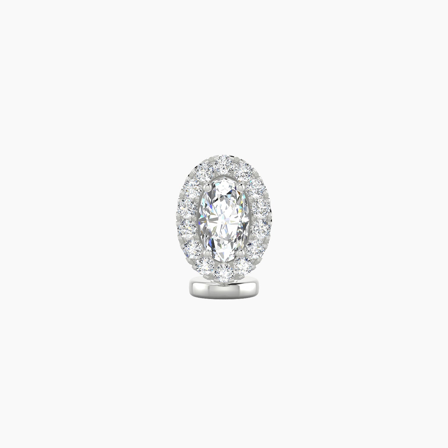 Eirene | 18k White Gold 8 mm 6 mm Halo Oval Diamond Floating Navel Piercing