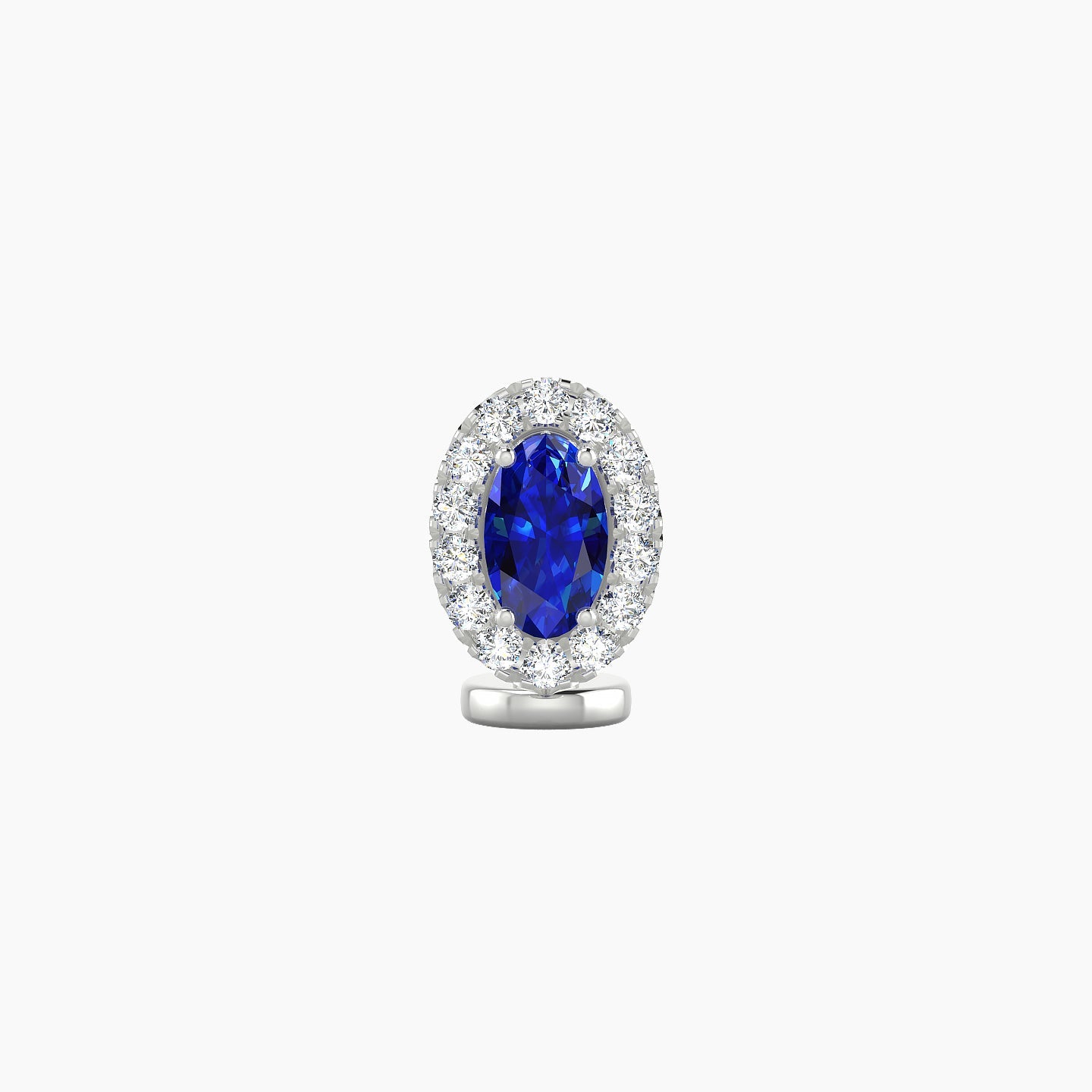 Eirene | 18k White Gold 6 mm 8 mm Halo Oval Sapphire & Diamond Floating Navel Piercing