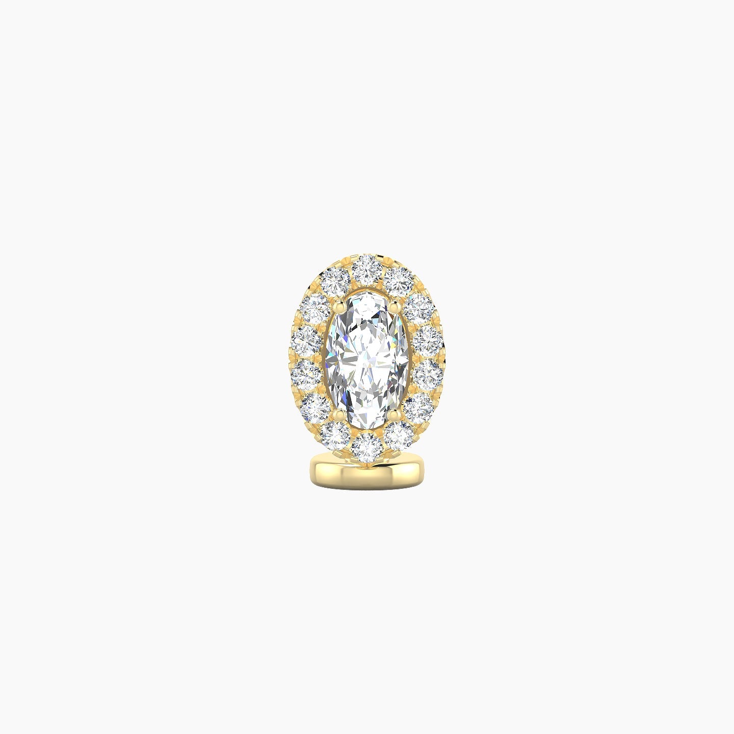 Eirene | 18k Yellow Gold 8 mm 6 mm Halo Oval Diamond Floating Navel Piercing