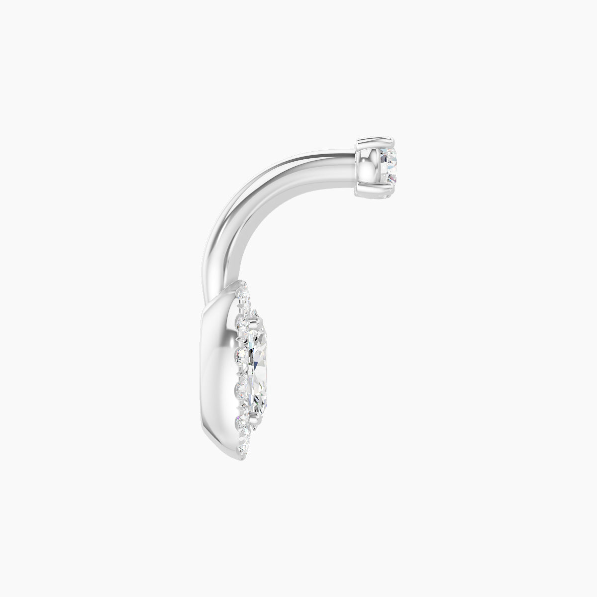 Eirene | 18k White Gold 7.5 mm 6 mm Halo Oval Diamond Navel Piercing