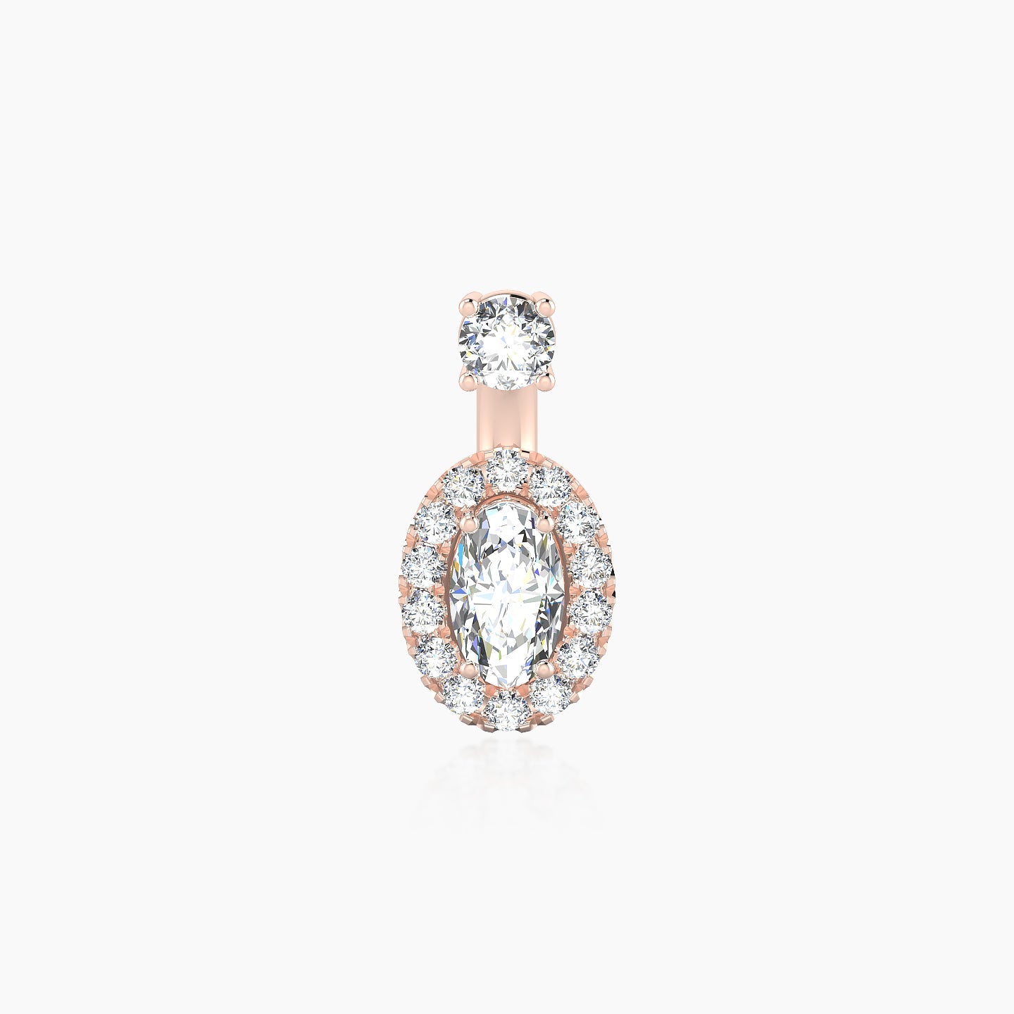 Eirene | 18k Rose Gold 6 mm 8 mm Halo Oval Diamond Navel Piercing