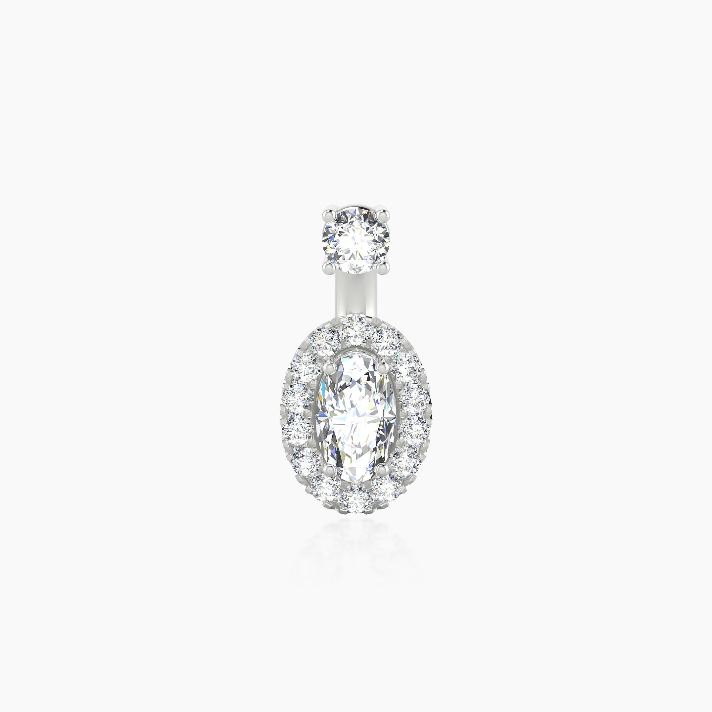 Eirene | 18k White Gold 6 mm 8 mm Halo Oval Diamond Navel Piercing