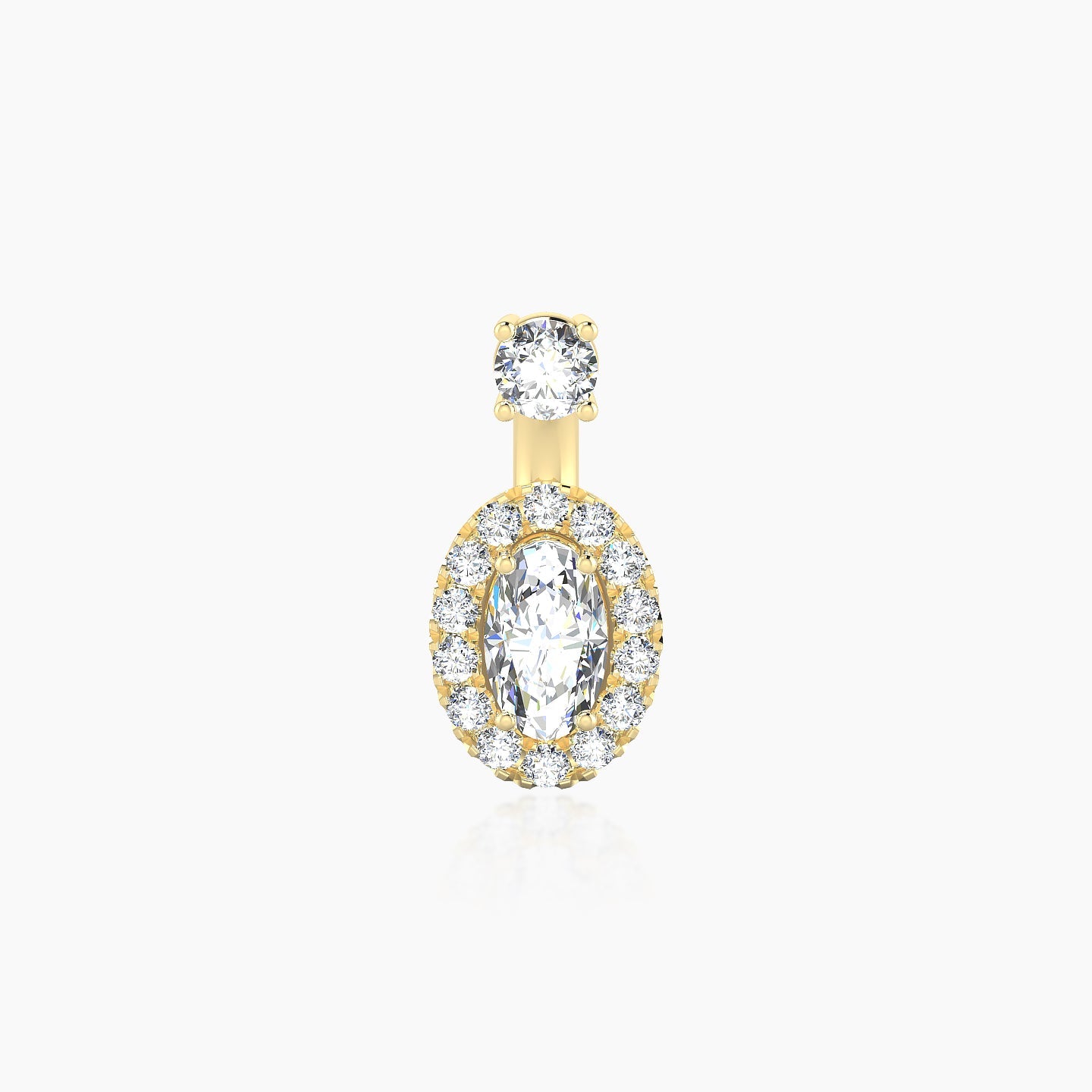 Eirene | 18k Yellow Gold 6 mm 8 mm Halo Oval Diamond Navel Piercing