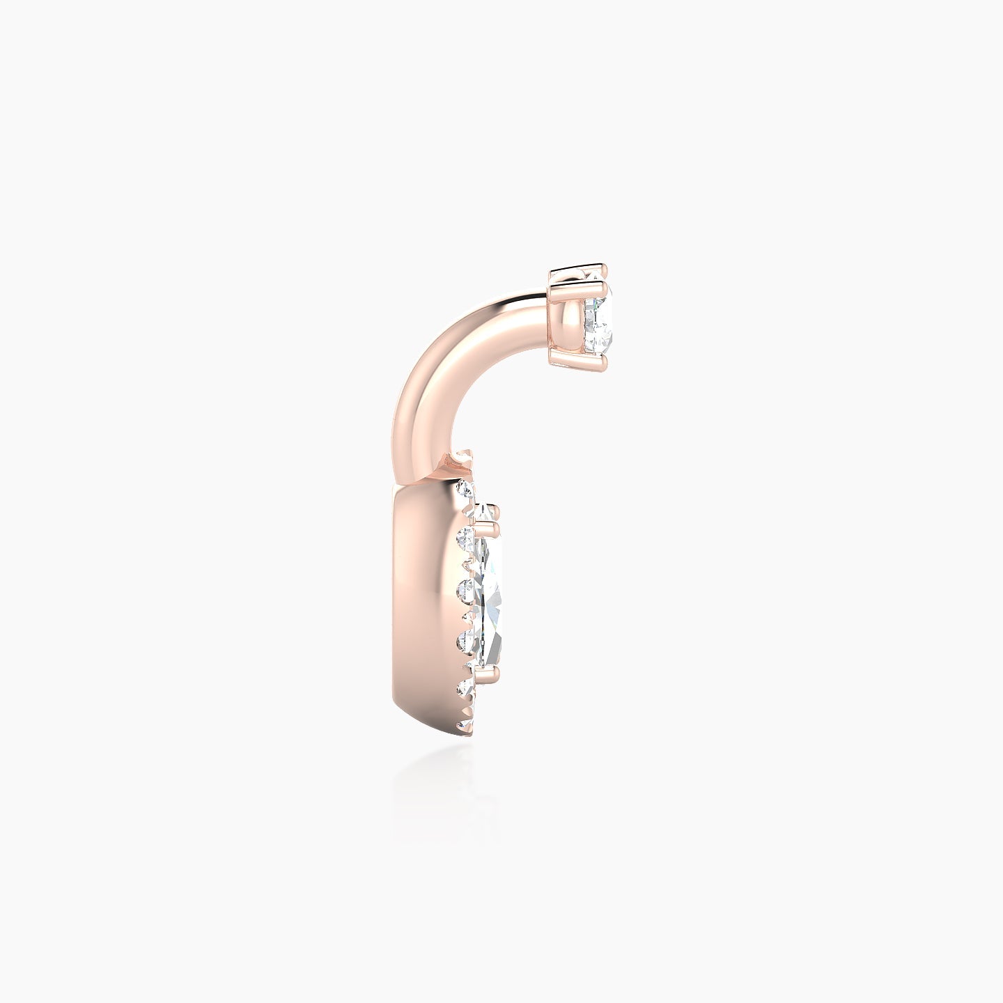 Eirene | 18k Rose Gold 6 mm 8 mm Halo Oval Diamond Navel Piercing