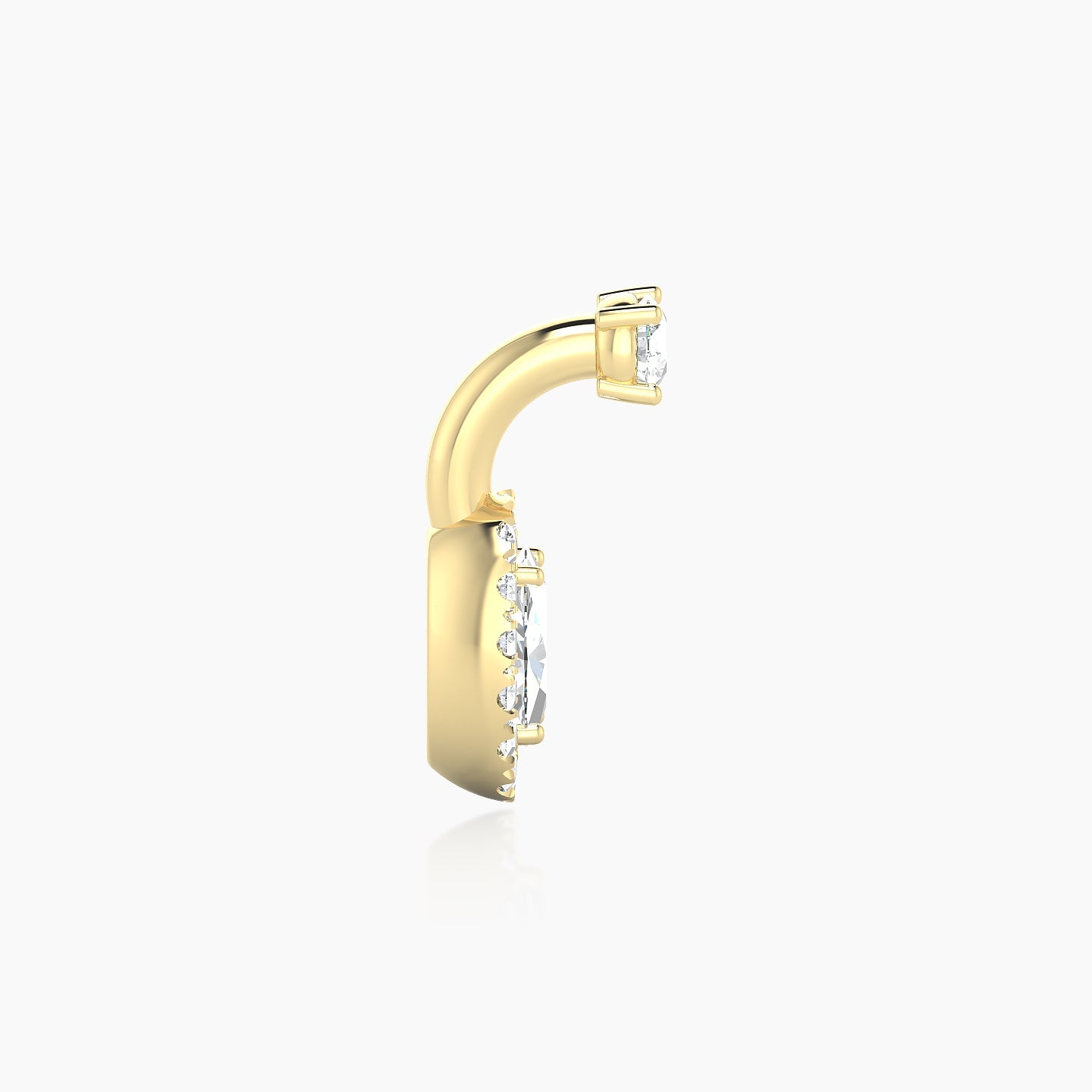 Eirene | 18k Yellow Gold 6 mm 8 mm Halo Oval Diamond Navel Piercing