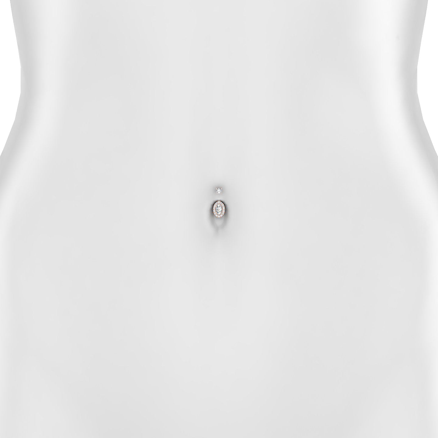 Eirene | 18k Rose Gold 7.5 mm 6 mm Halo Oval Diamond Navel Piercing