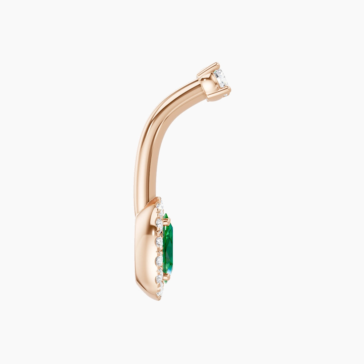 Eirene | 18k Rose Gold 7.5 mm 8 mm Halo Oval Emerald & Diamond Belly Piercing