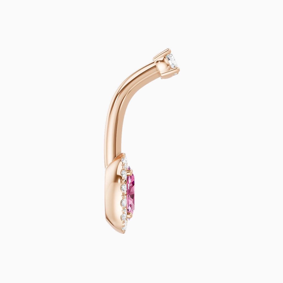 Eirene | 18k Rose Gold 7.5 mm 8 mm Halo Oval Pink Sapphire & Diamond Belly Piercing
