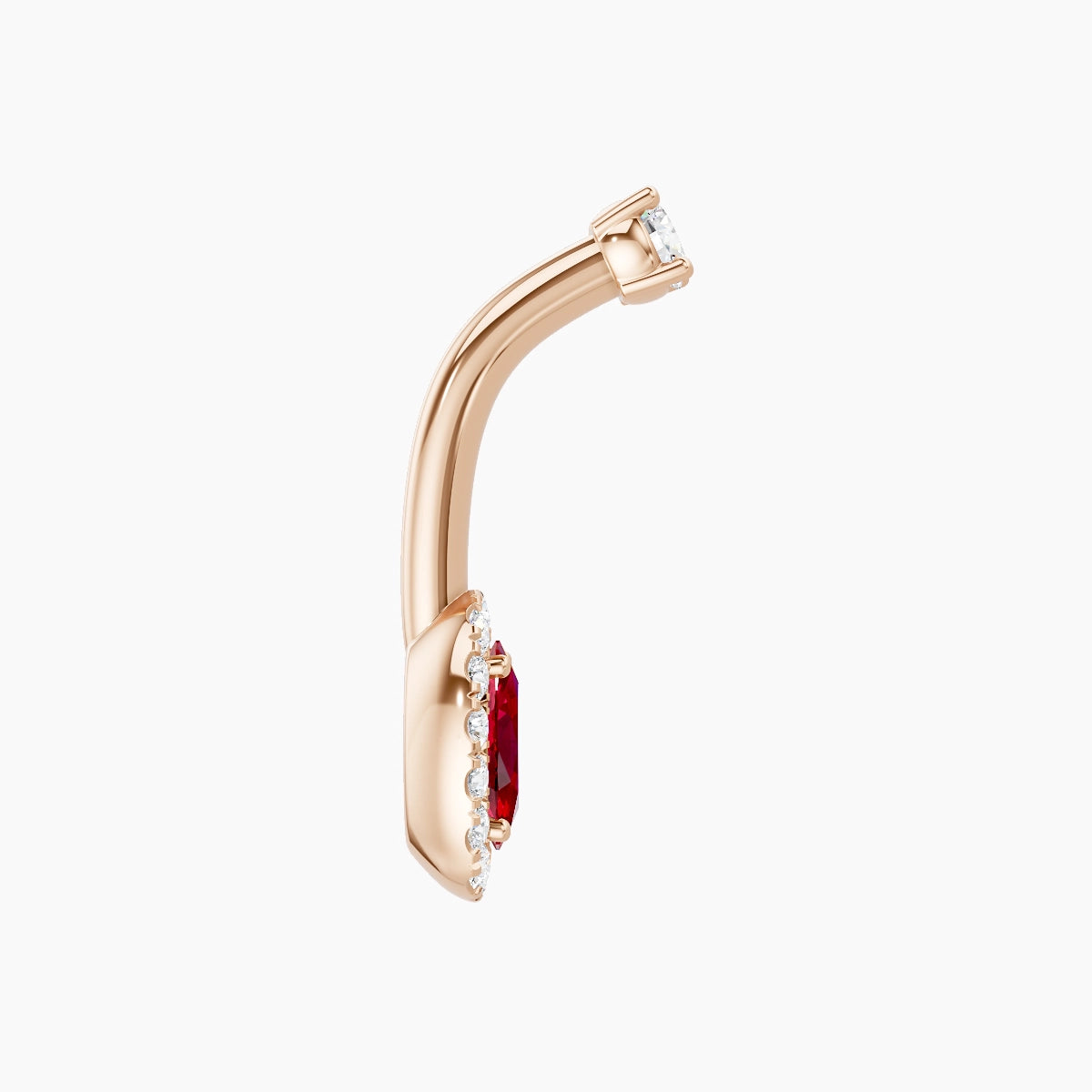 Eirene | 18k Rose Gold 7.5 mm 8 mm Halo Oval Ruby & Diamond Belly Piercing