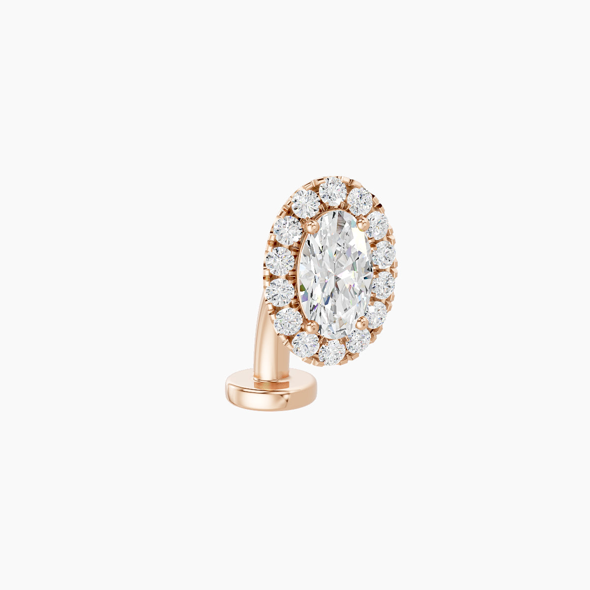 Eirene | 18k Rose Gold 7.5 mm 8 mm Halo Oval Diamond Floating Navel Piercing
