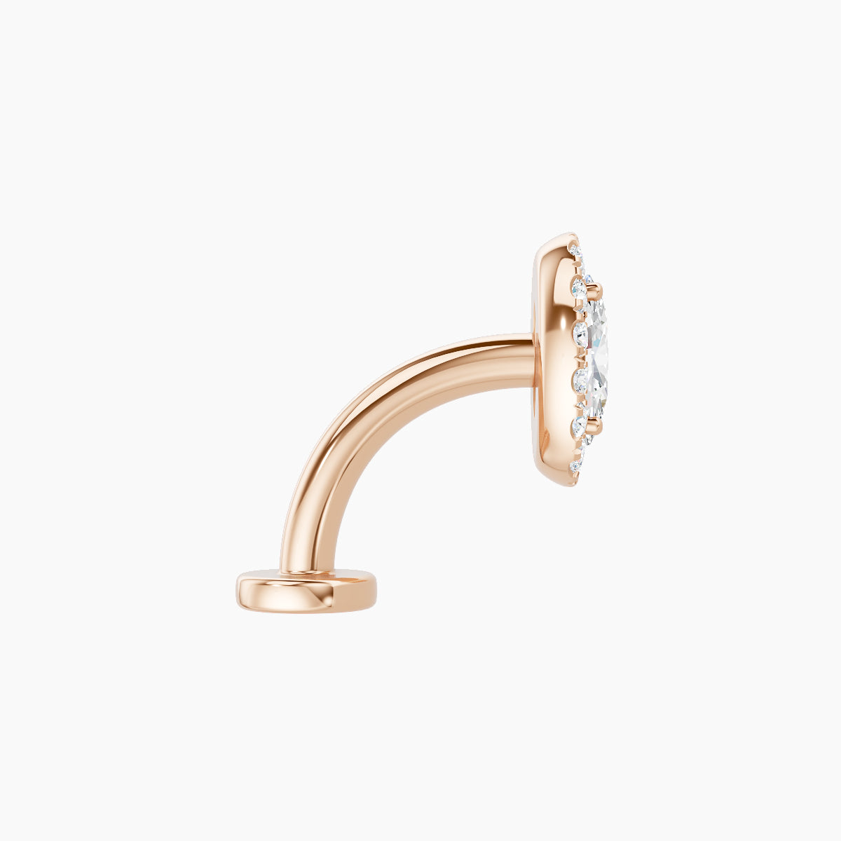 Eirene | 18k Rose Gold 7.5 mm 8 mm Halo Oval Diamond Floating Navel Piercing
