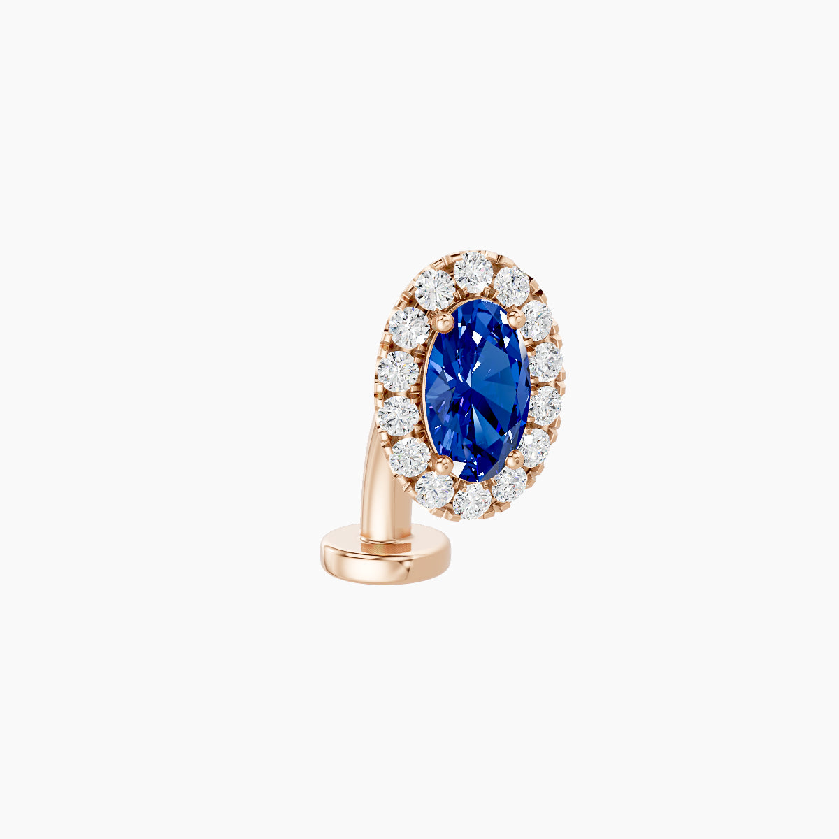 Eirene | 18k Rose Gold 8 mm 7.5 mm Halo Oval Sapphire & Diamond Floating Navel Piercing