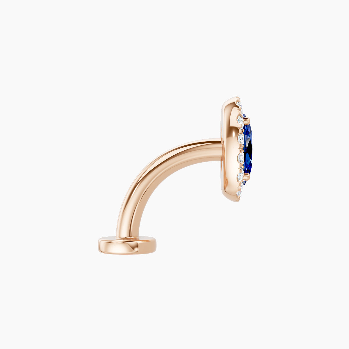 Eirene | 18k Rose Gold 8 mm 7.5 mm Halo Oval Sapphire & Diamond Floating Navel Piercing