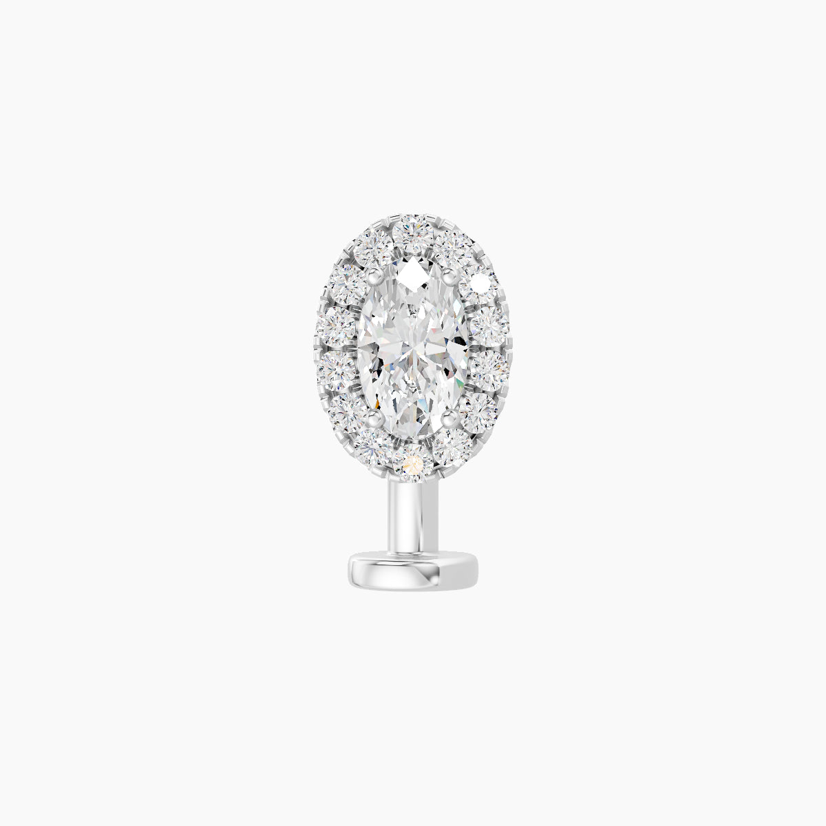 Eirene | 18k White Gold 7.5 mm 8 mm Halo Oval Diamond Floating Navel Piercing