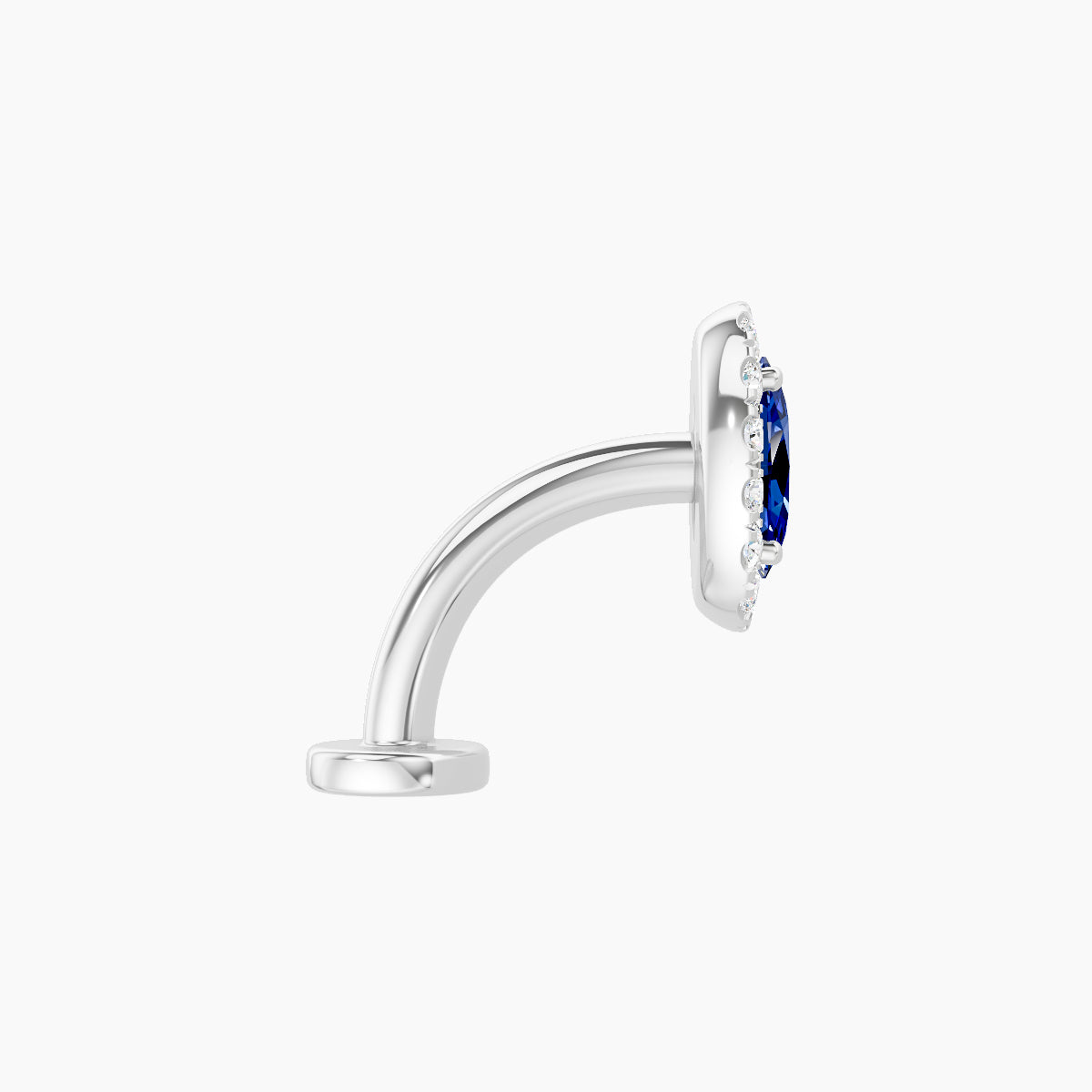 Eirene | 18k White Gold 8 mm 7.5 mm Halo Oval Sapphire & Diamond Floating Navel Piercing