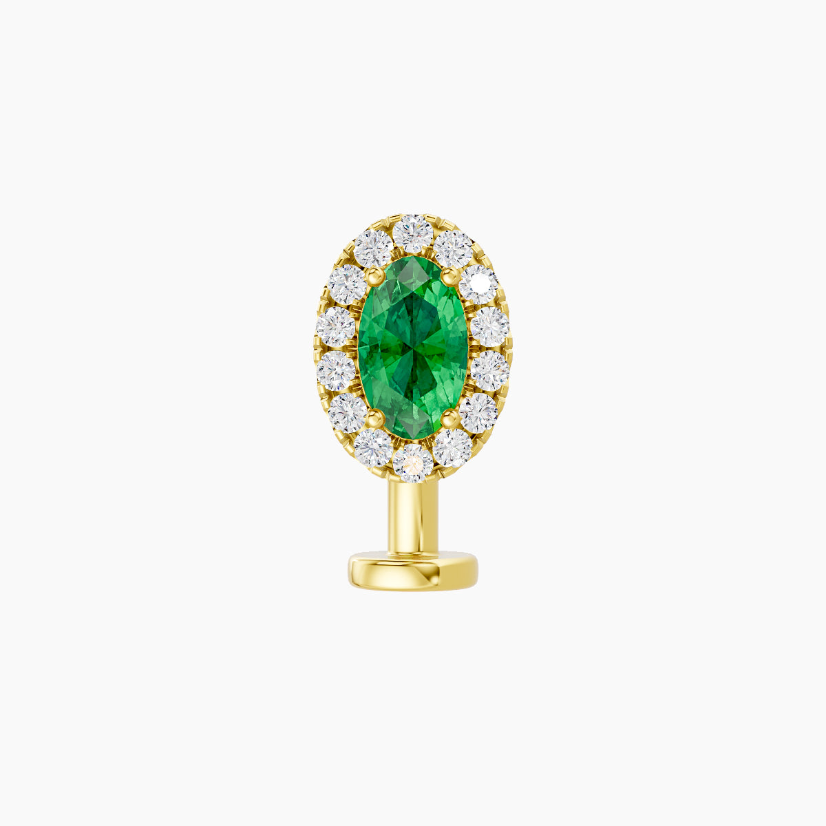 Eirene | 18k Yellow Gold 8 mm 7.5 mm Halo Oval Emerald & Diamond Floating Navel Piercing