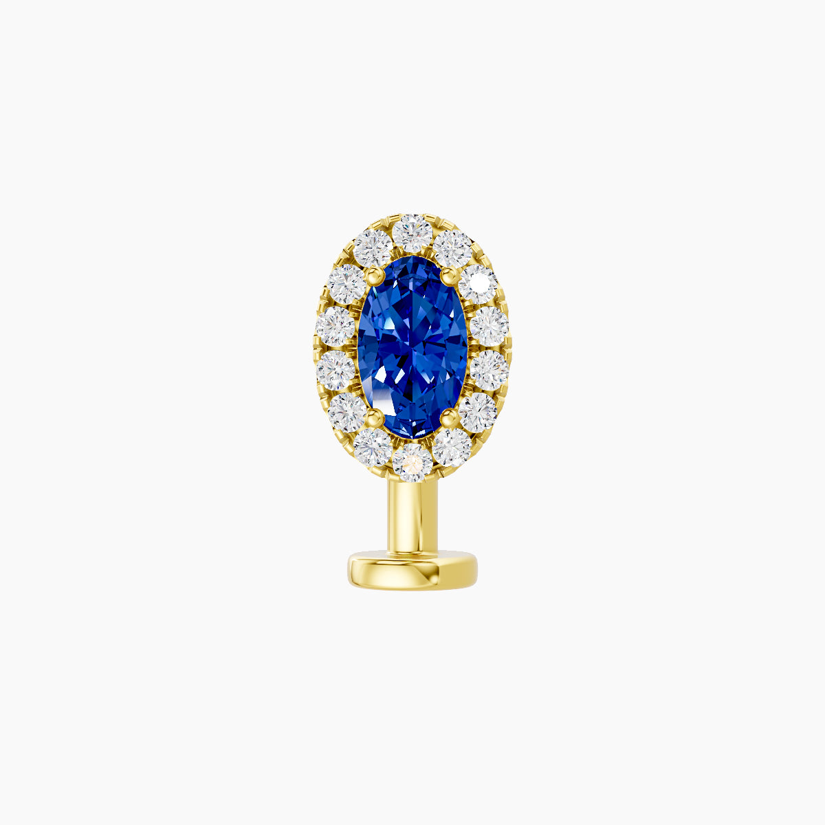 Eirene | 18k Yellow Gold 8 mm 7.5 mm Halo Oval Sapphire & Diamond Floating Navel Piercing