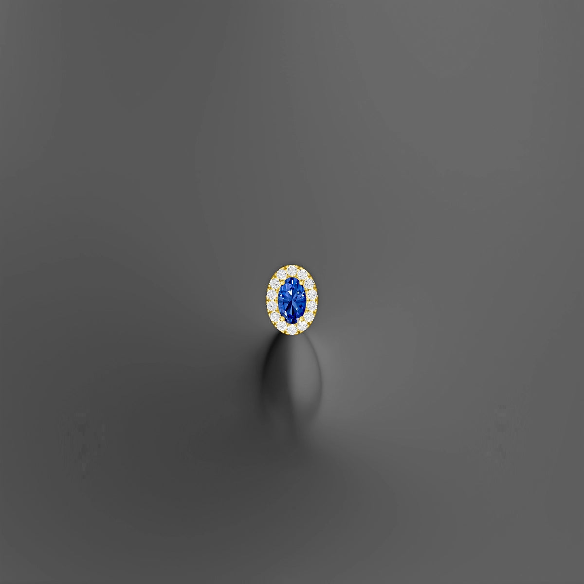 Eirene | 18k Yellow Gold 8 mm 7.5 mm Halo Oval Sapphire & Diamond Floating Navel Piercing