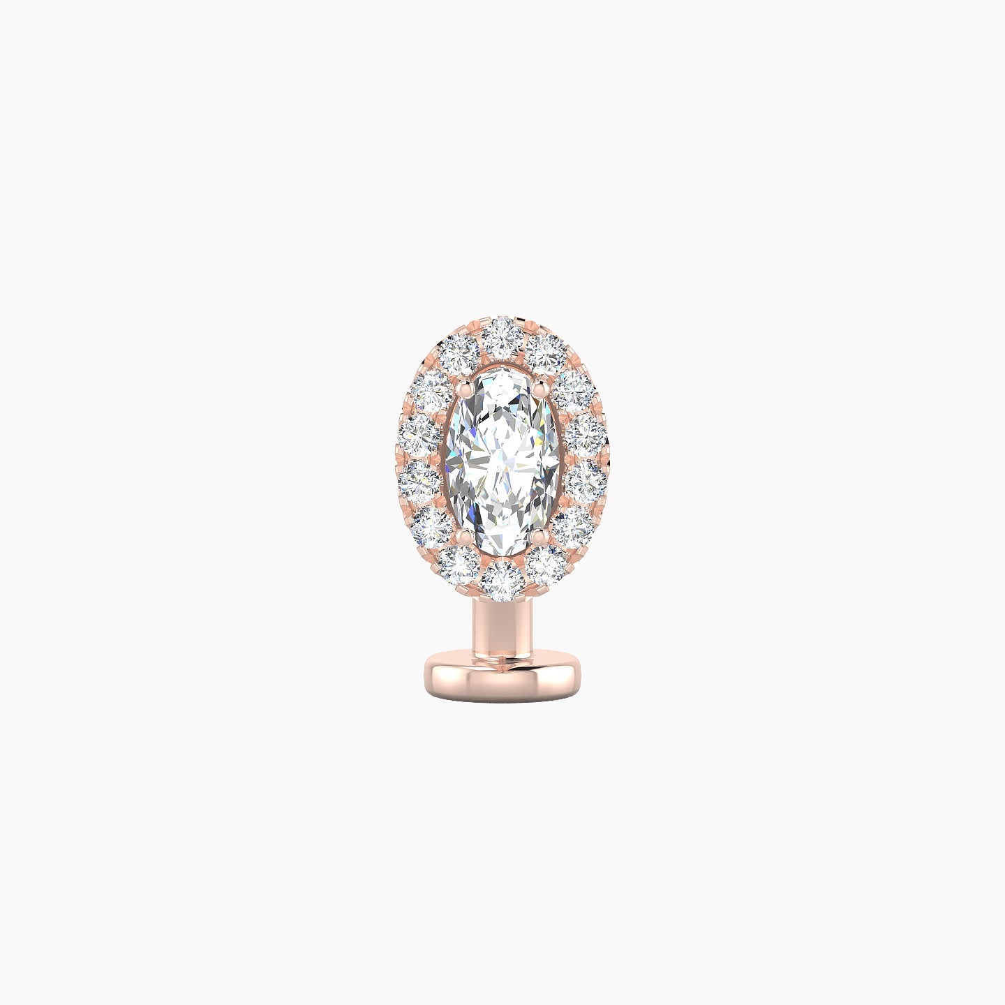 Eirene | 18k Rose Gold 8 mm 8 mm Halo Oval Diamond Floating Navel Piercing