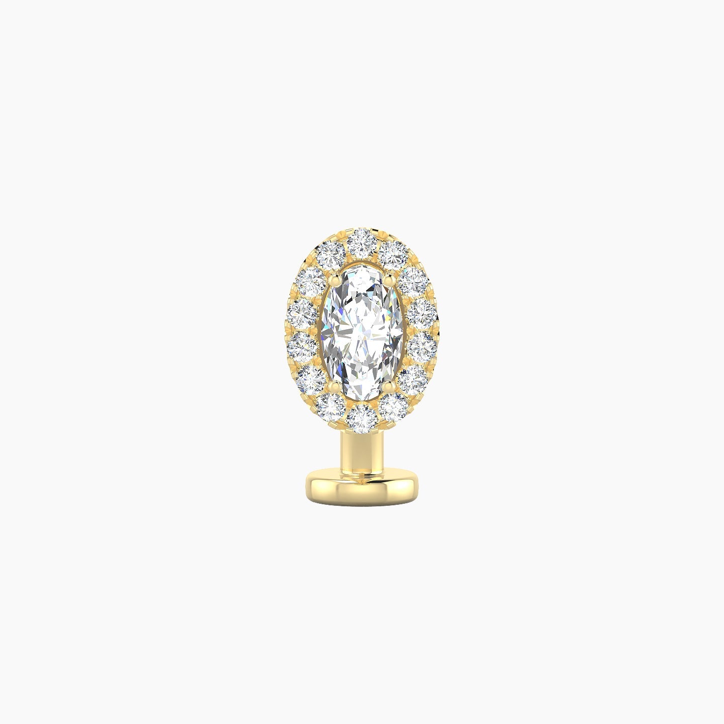 Eirene | 18k Yellow Gold 8 mm 8 mm Halo Oval Diamond Floating Navel Piercing