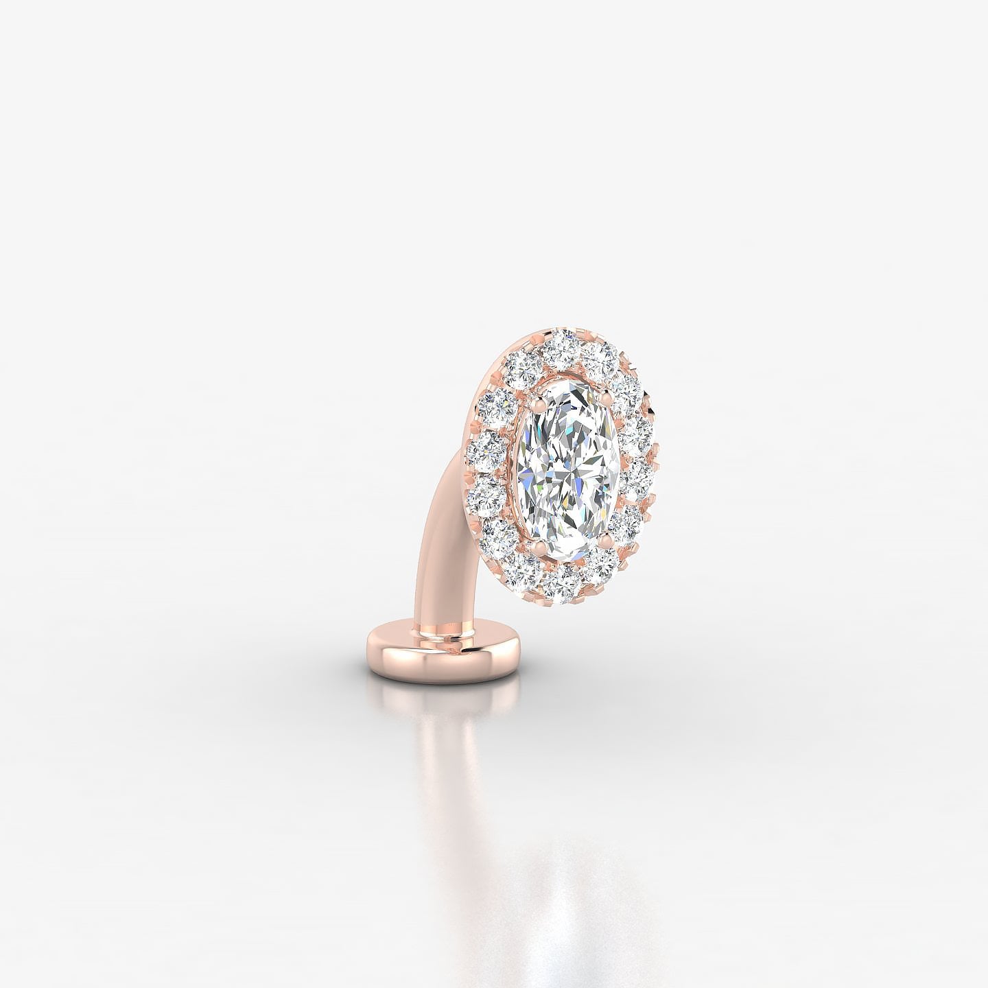 Eirene | 18k Rose Gold 8 mm 8 mm Halo Oval Diamond Floating Navel Piercing