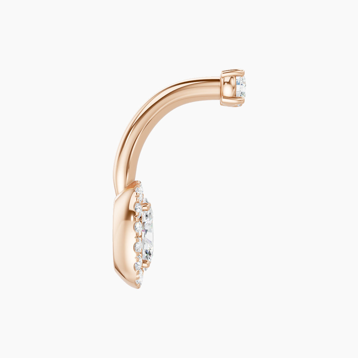 Eirene | 18k Rose Gold 7.5 mm 8 mm Halo Oval Diamond Navel Piercing
