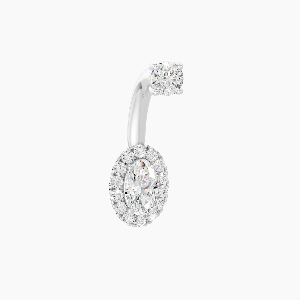 Eirene | 18k White Gold 7.5 mm 8 mm Halo Oval Diamond Navel Piercing