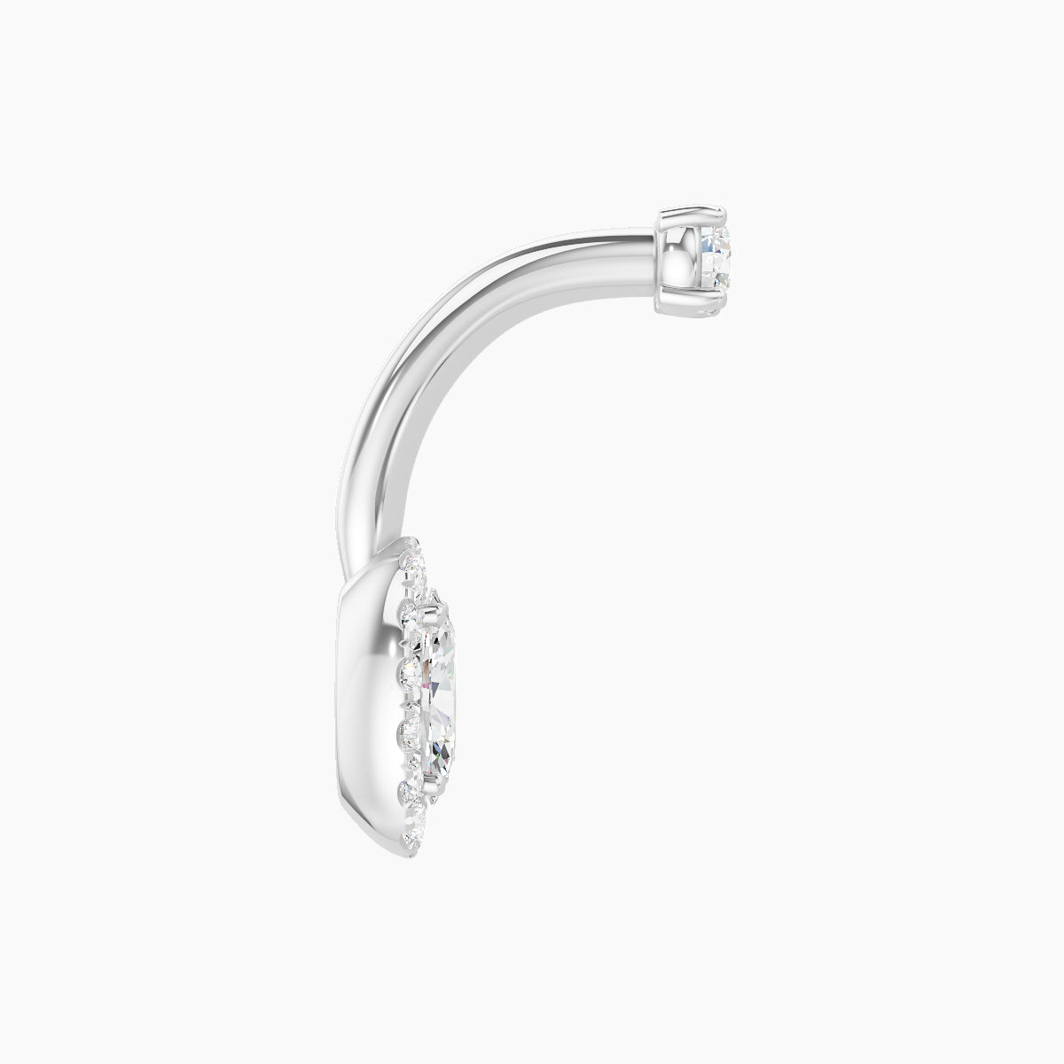 Eirene | 18k White Gold 7.5 mm 8 mm Halo Oval Diamond Navel Piercing